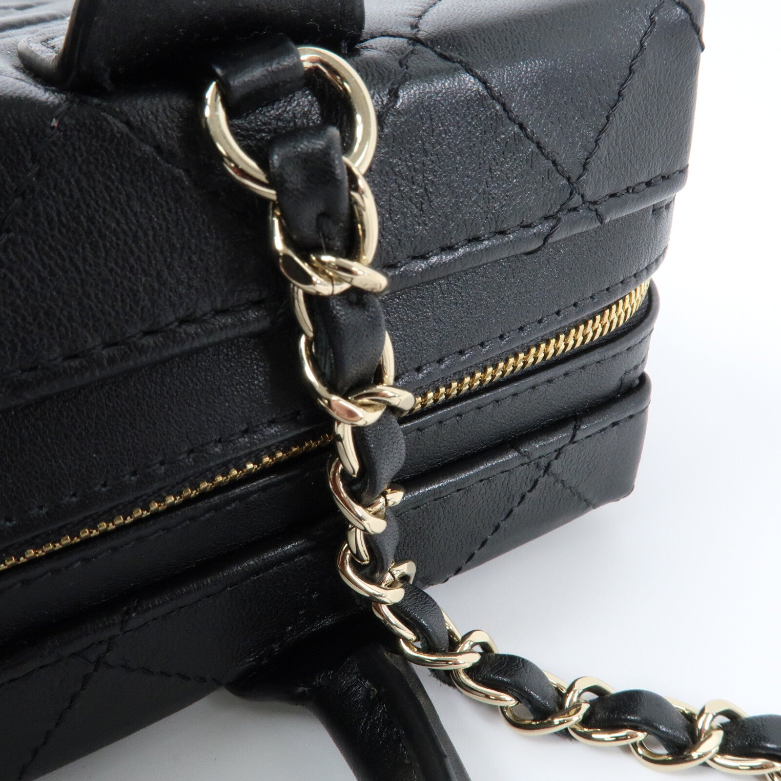 CHANEL 牛皮皮革Vanity Case金扣手挽肩背兩用袋