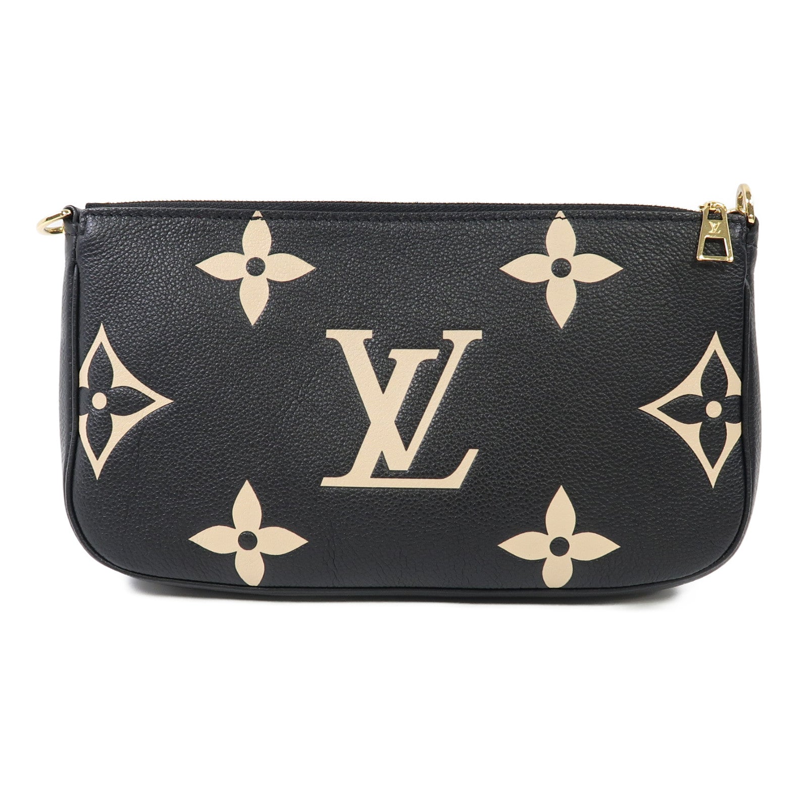 LOUIS VUITTON Monogram Empreinte Multi Pochette Accessoires金扣肩背袋黑色/米色