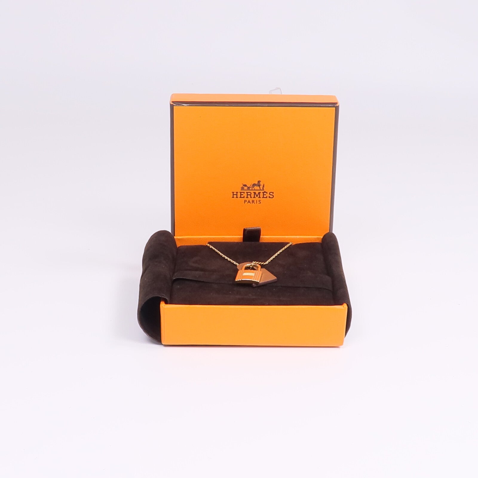 HERMES 金屬/Swift皮革O'Kelly Pendant Necklace項鍊Gold