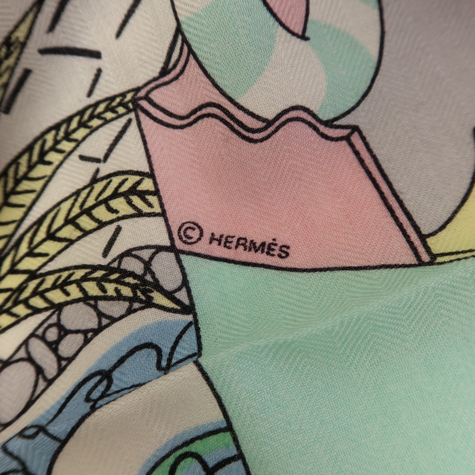 HERMES 羊絨/絲質Scarf 140X140絲巾