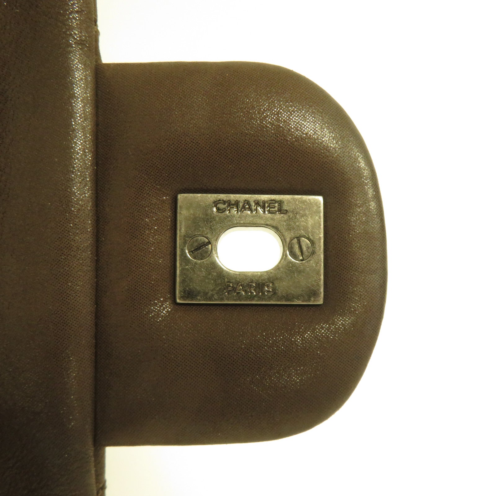 CHANEL 菱格PVC塗層皮革Chain Shoulder銀扣肩背袋啡色