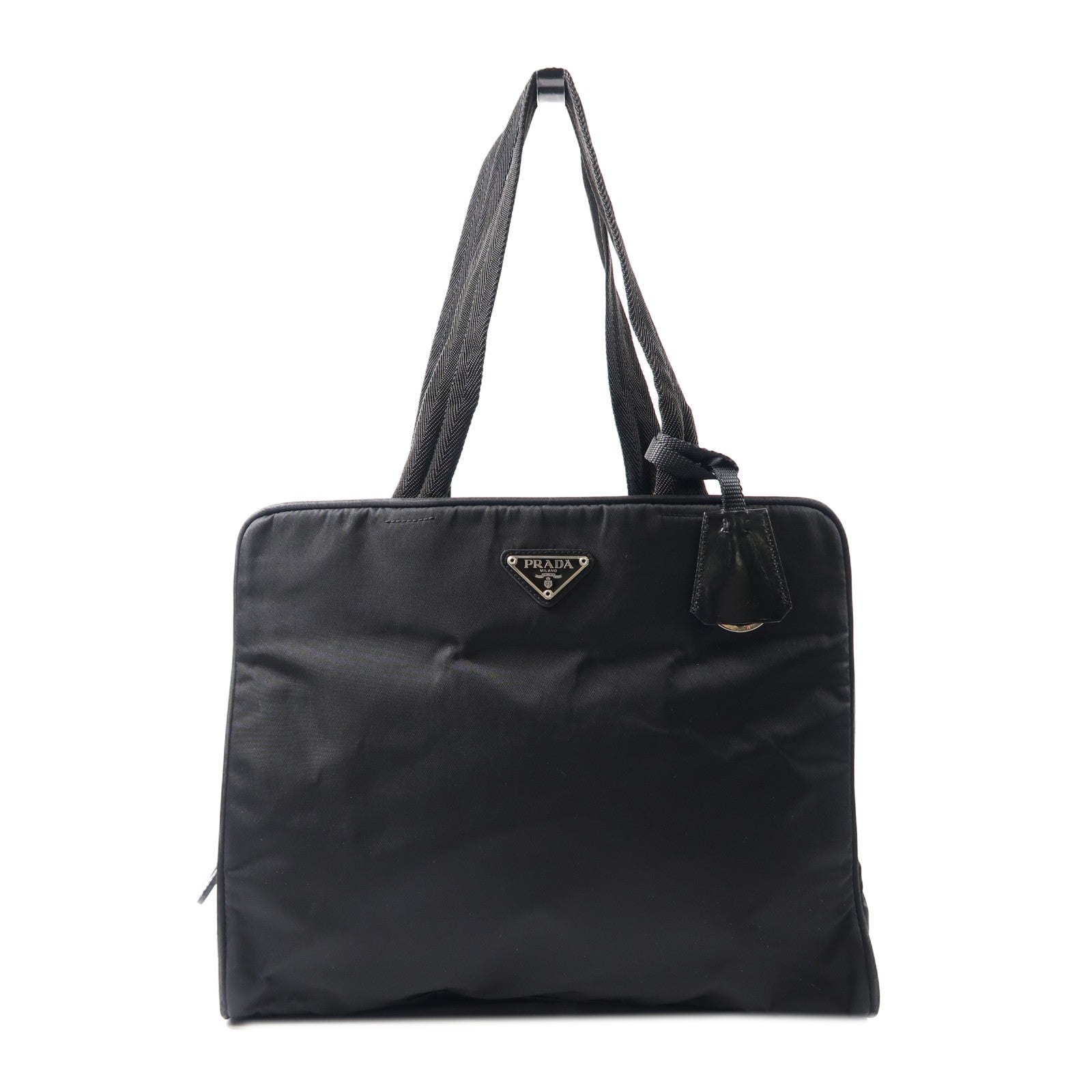 PRADA 尼龍Hand Bag銀扣手挽袋黑色