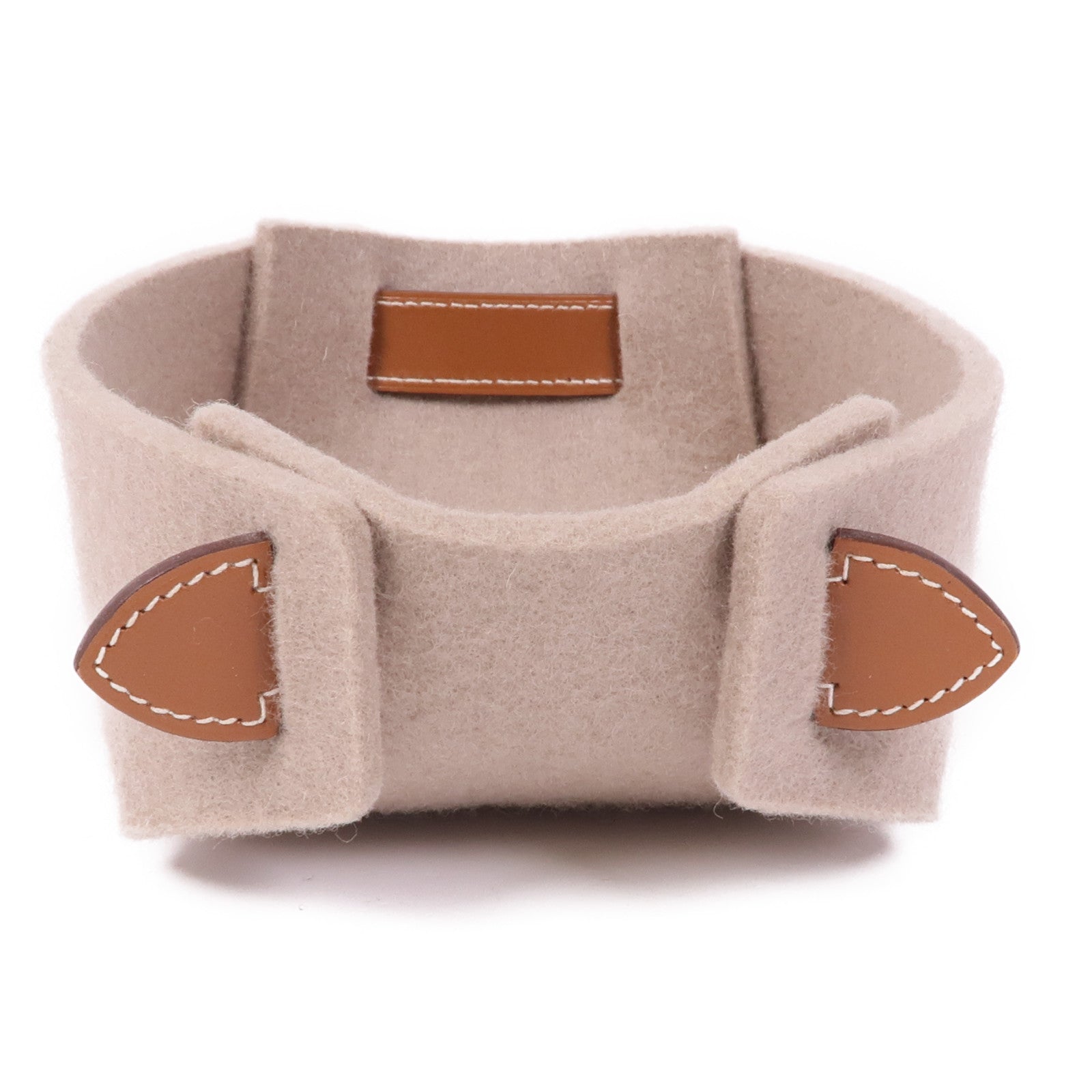 HERMES Vide Poche PassPass PM Plateau Suede Leather Beige