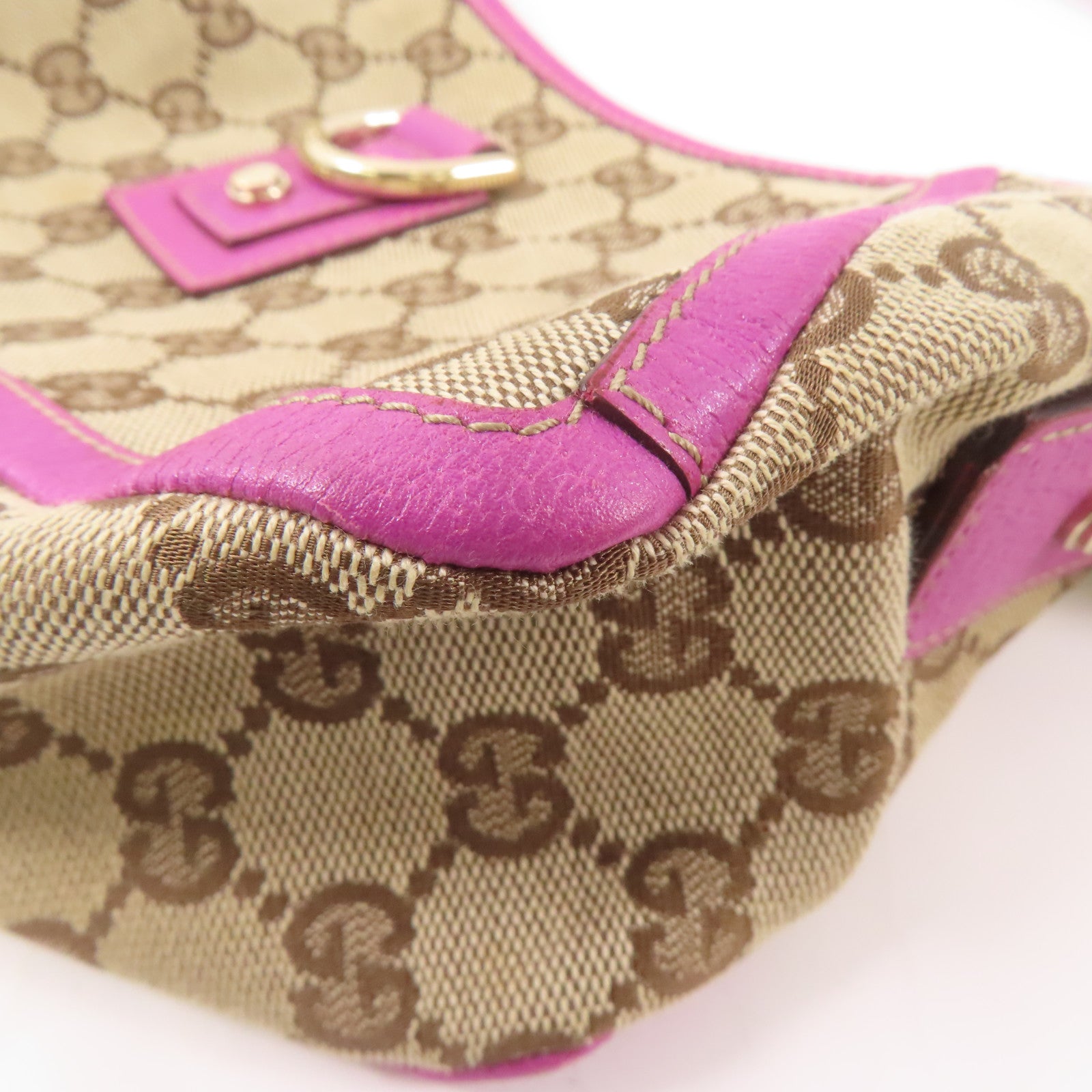 GUCCI 帆布Abbey Hand Bag金扣手挽袋棕色/紫色