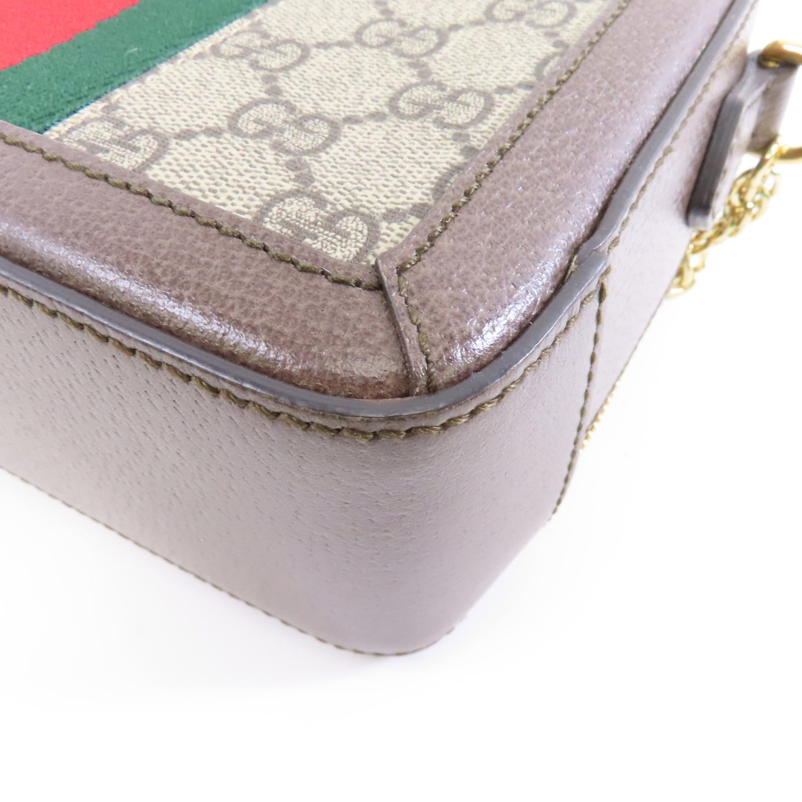 GUCCI 塗層帆布Ophidia GG Mini Supreme金扣手挽肩背兩用袋啡色