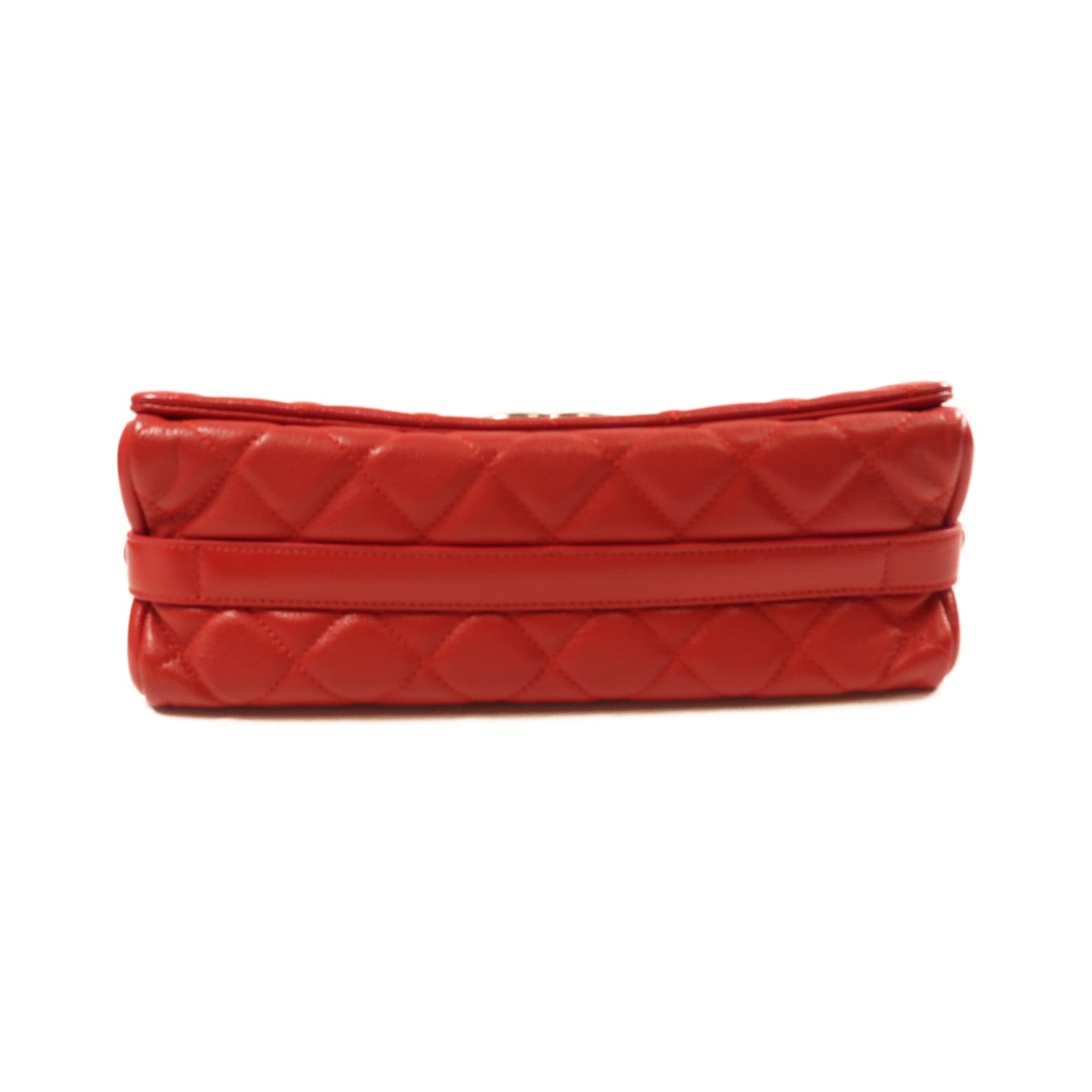 CHANEL 羊皮皮革Shoulder Bag銀扣鏈帶肩背袋紅色