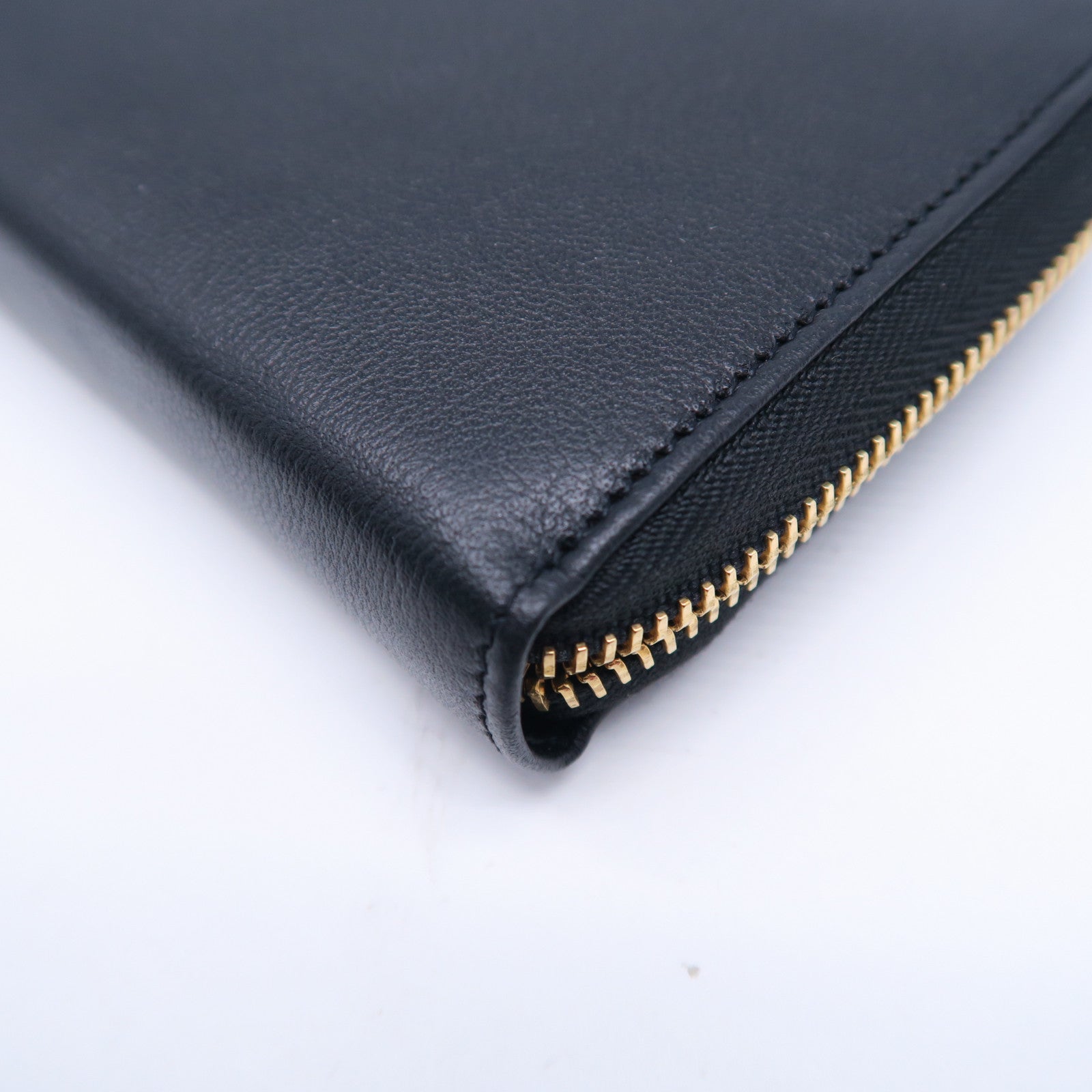 YVES SAINT LAURENT 【激減優惠】牛皮皮革Long Wallet金扣長錢包黑色