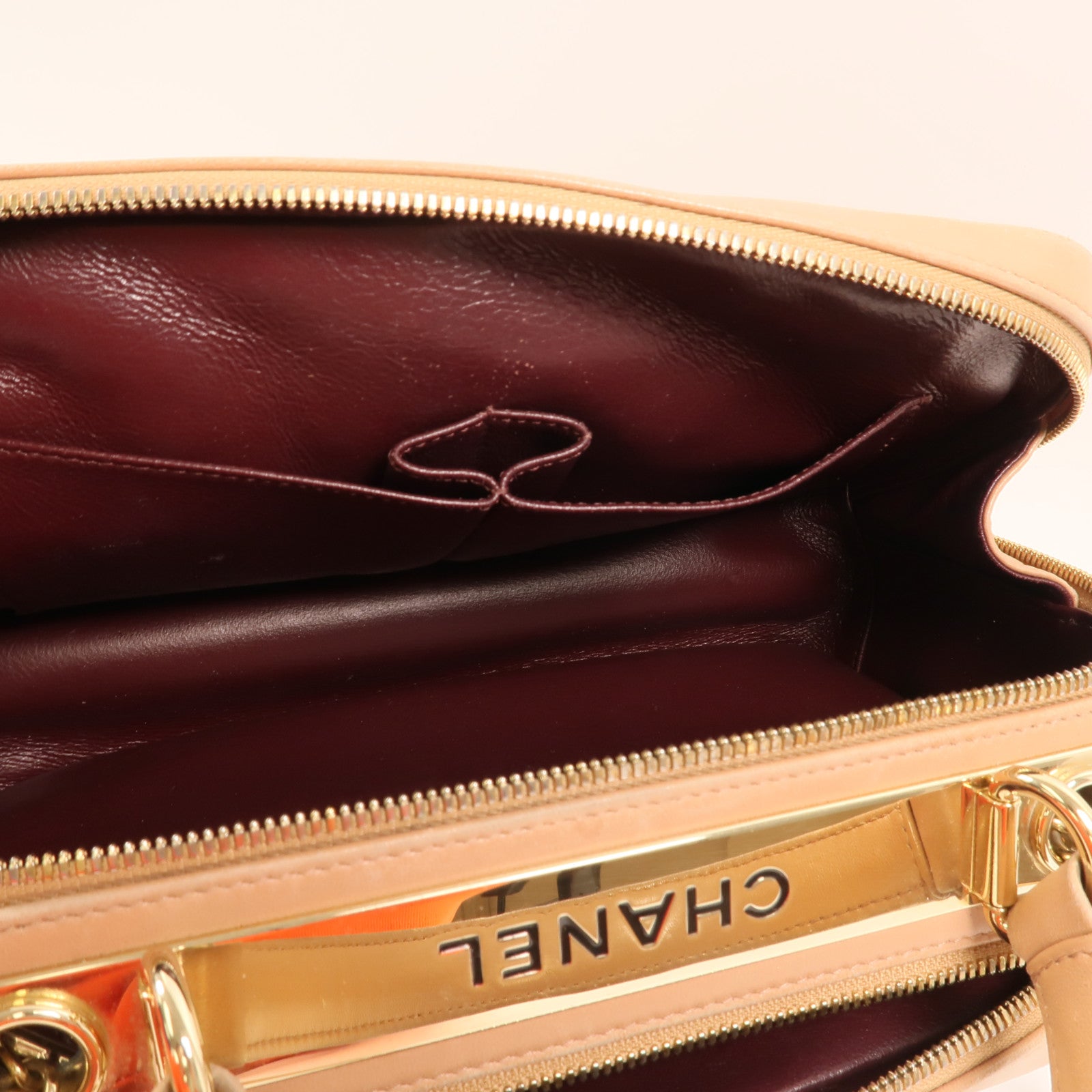 CHANEL 羊皮皮革Trendy CC Bowling金扣鏈帶手挽肩背兩用袋