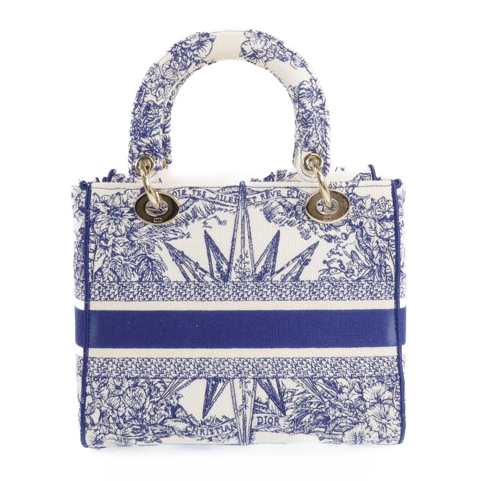 Dior 帆布Lady Dior金扣手挽肩背兩用袋
