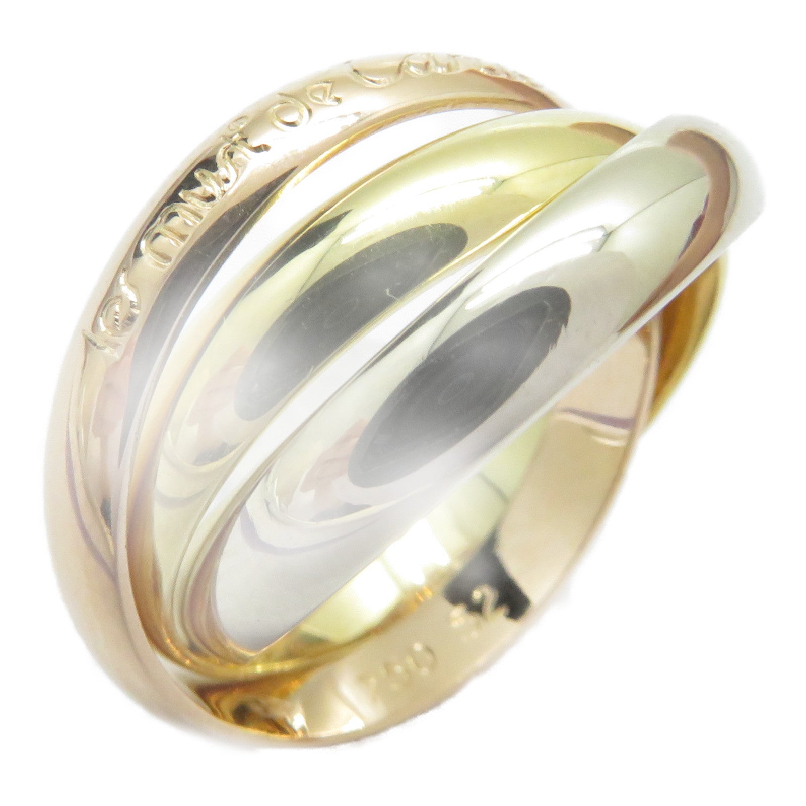 CARTIER 18K黃金/白金/玫瑰金Trinity戒指Cartier#52/US#6