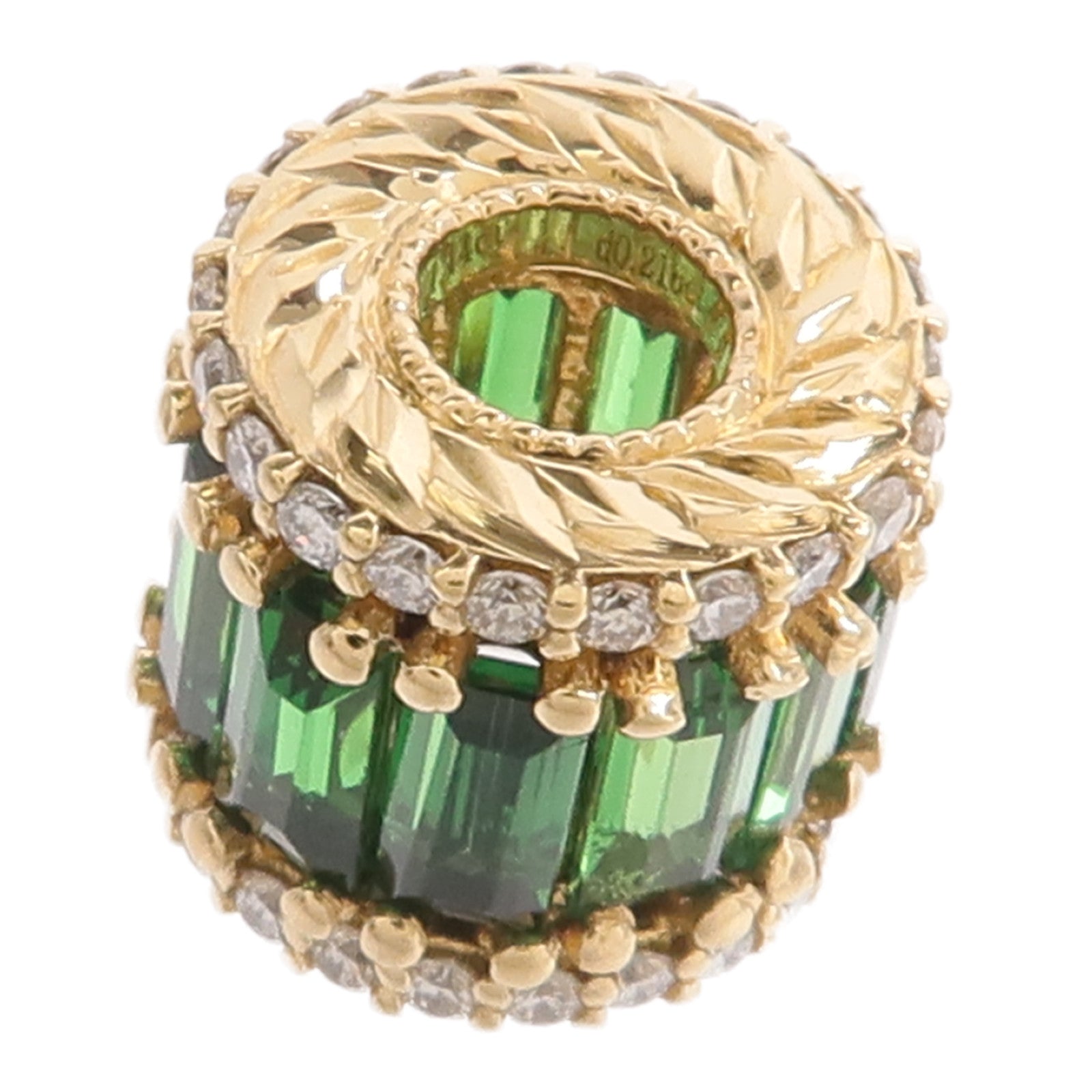 JEWELRY 18K黃金Tsavorite Diamond Top沙弗萊石/鑽石吊墜