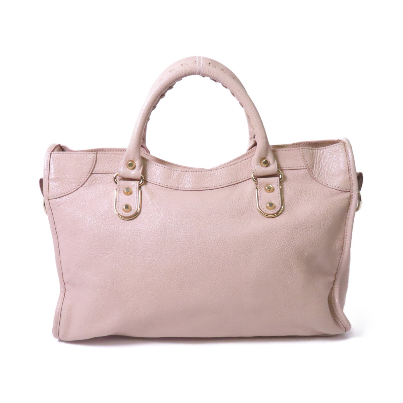 BALENCIAGA 皮革City金扣手挽肩背兩用袋粉紅色