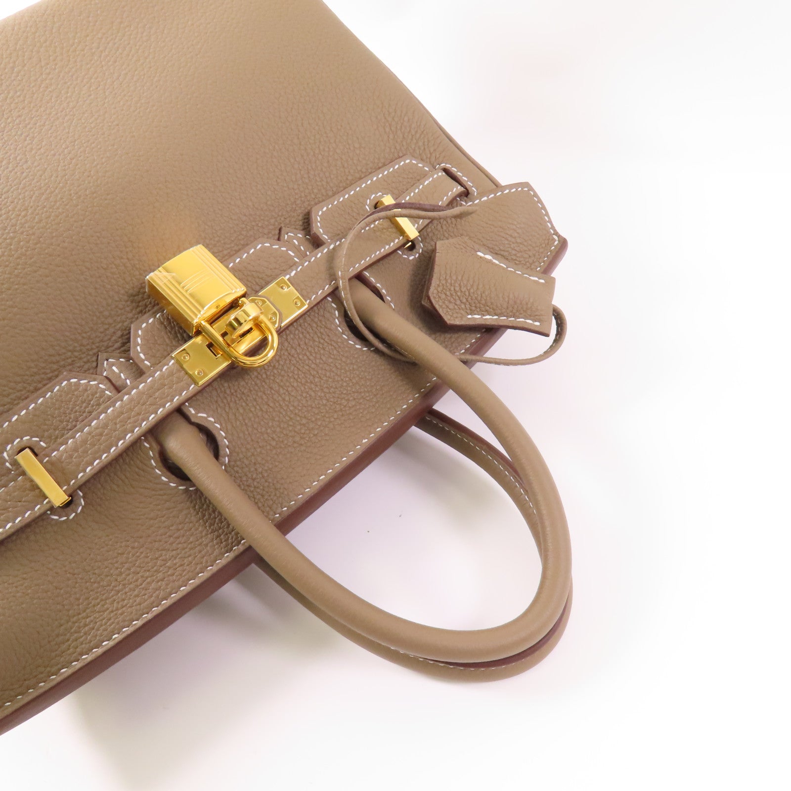 HERMES 【激減優惠】Clemence皮革Birkin 25金扣手挽袋18 Etoupe