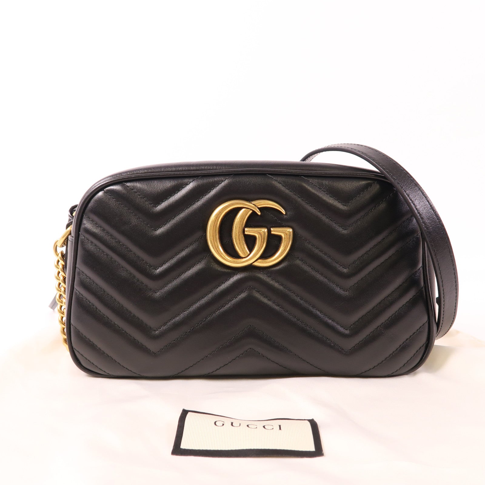 GUCCI 牛皮皮革GG Marmont金扣肩背袋