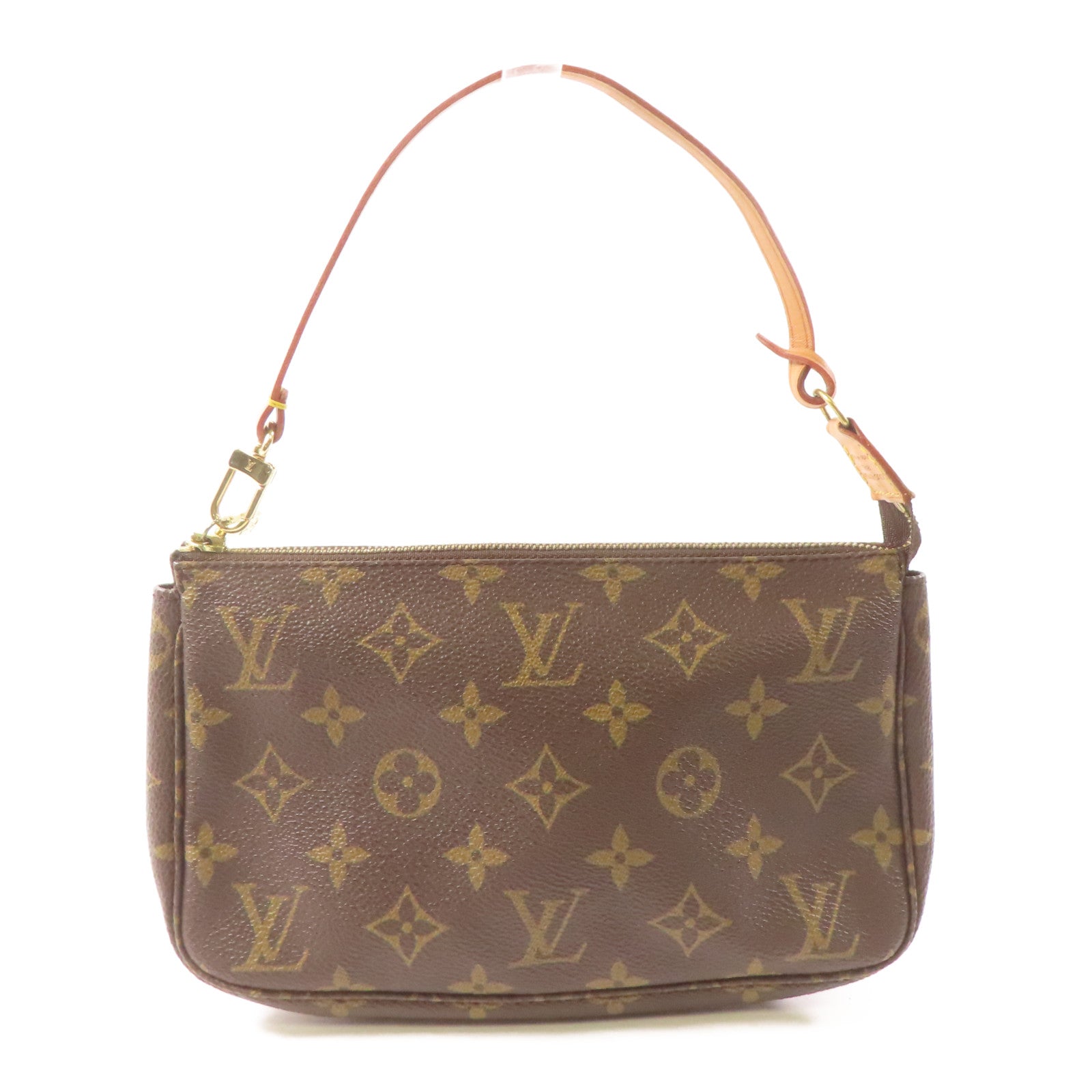 LOUIS VUITTON Monogram Pochette Accessories金扣手拿包啡色
