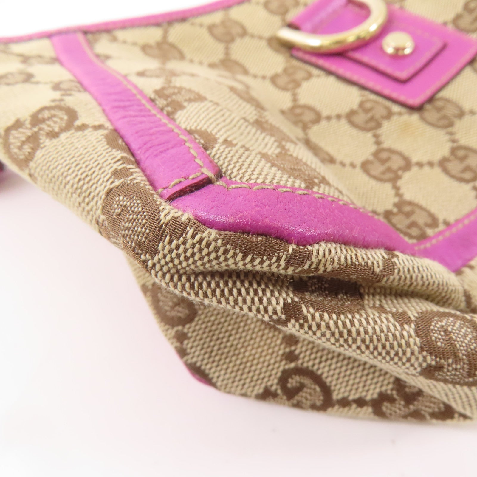 GUCCI 帆布Abbey Hand Bag金扣手挽袋棕色/紫色
