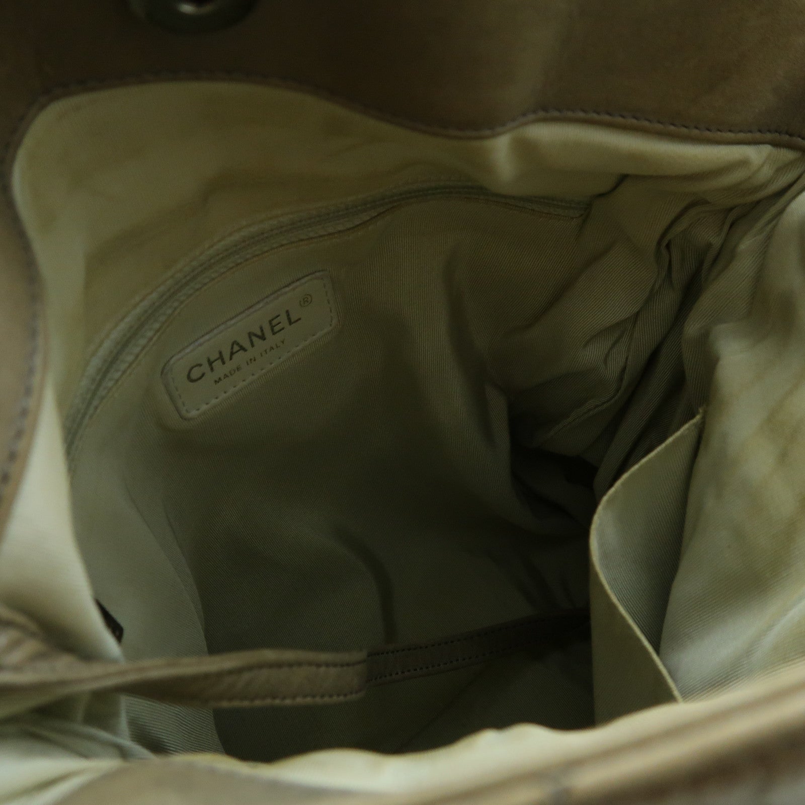 CHANEL 牛皮皮革Chain Shoulder Bag銀扣鏈帶肩背袋啡色