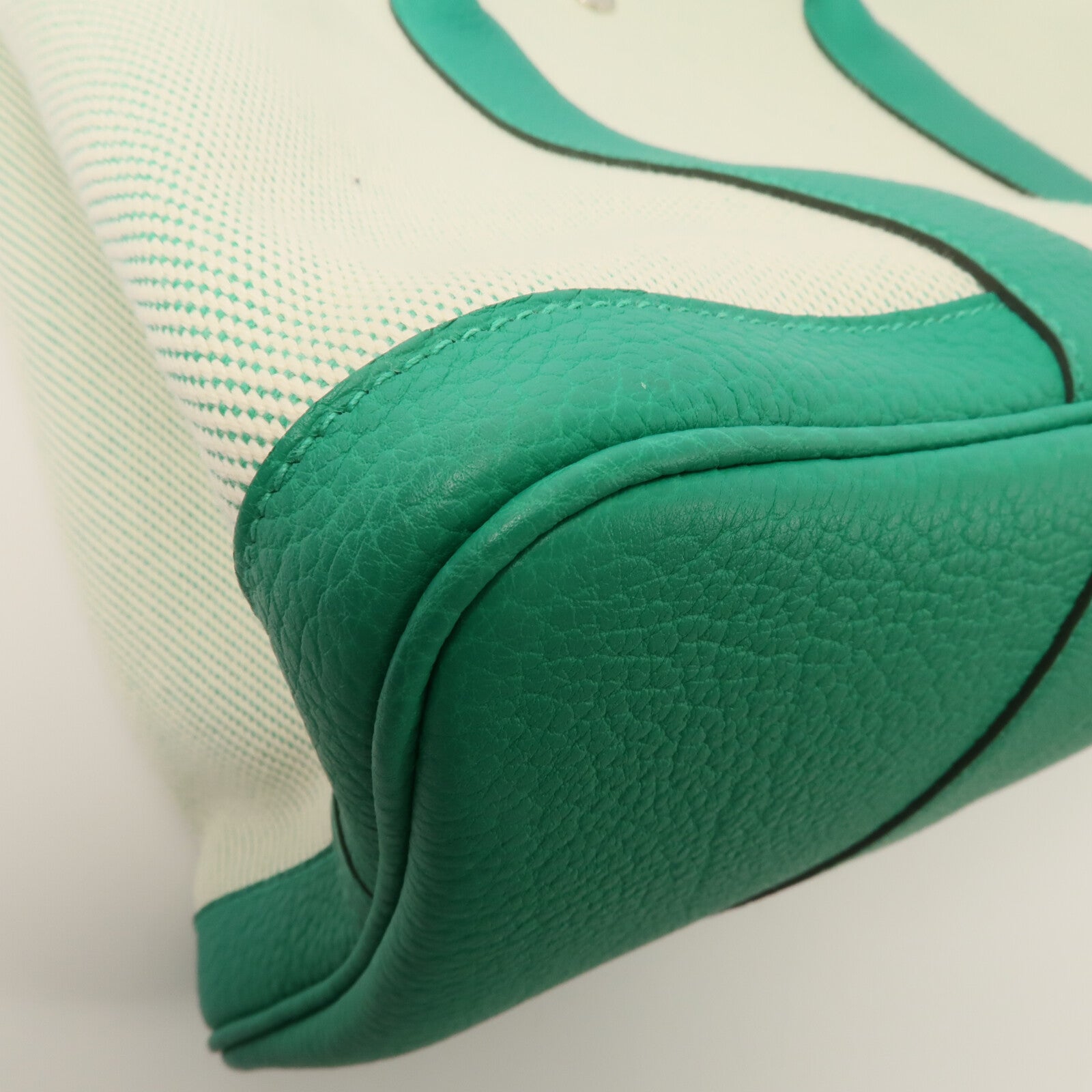 HERMES Negonda皮革/Canvas Garden Party PM手挽袋Menthe