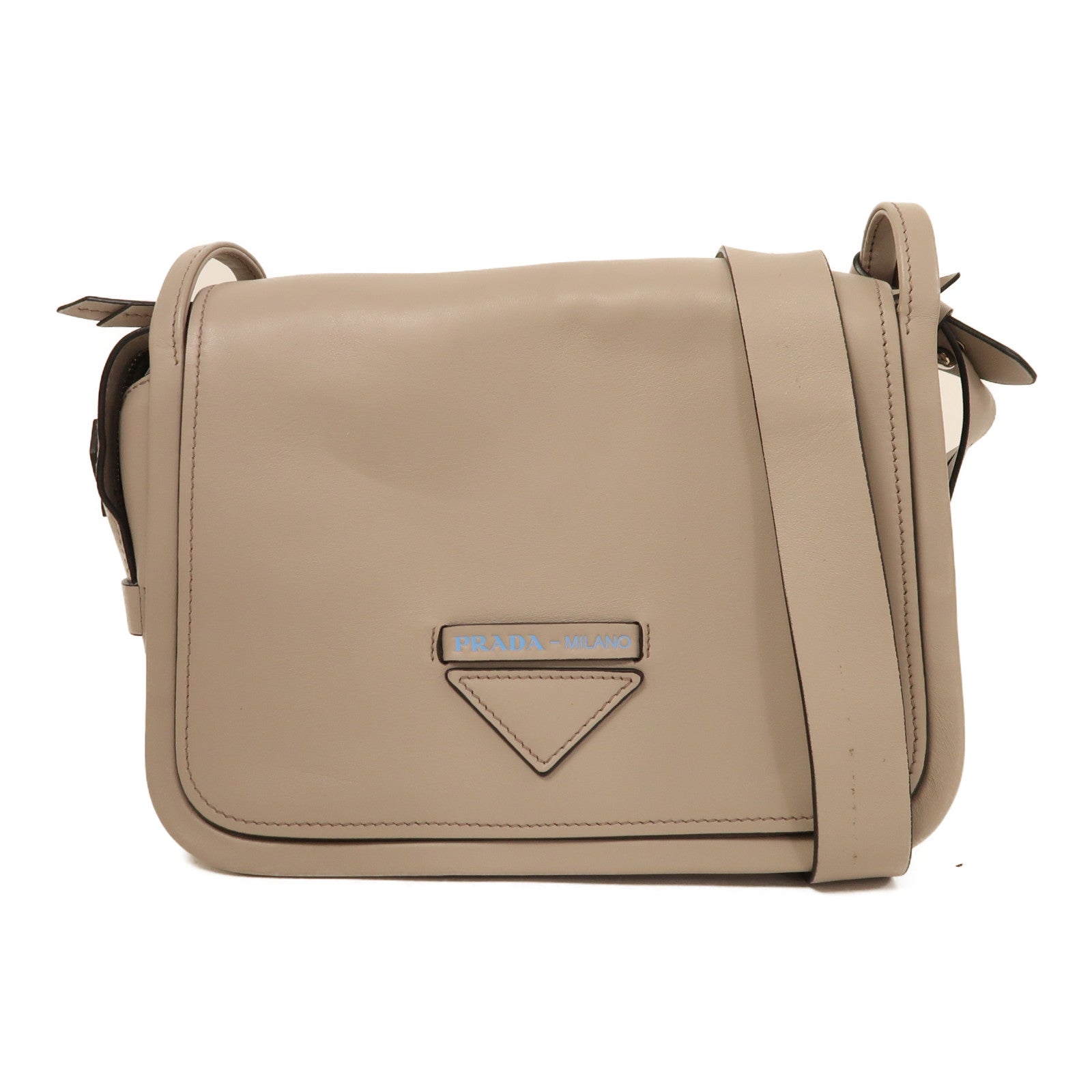 PRADA SHW Etiquette Bag Shoulder Bag 1BD123 Calfskin Leather Gray Grey