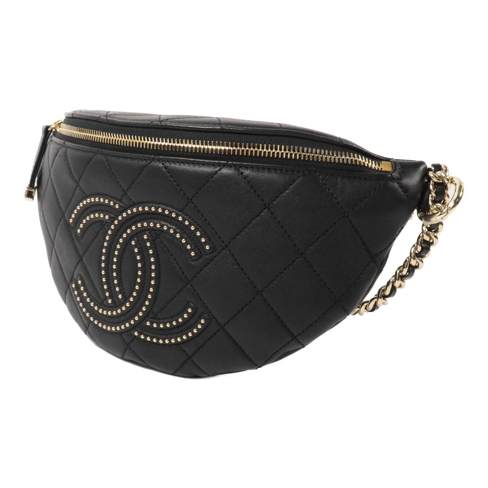CHANEL 牛皮皮革Studded CC Waist Bag鏈帶腰包