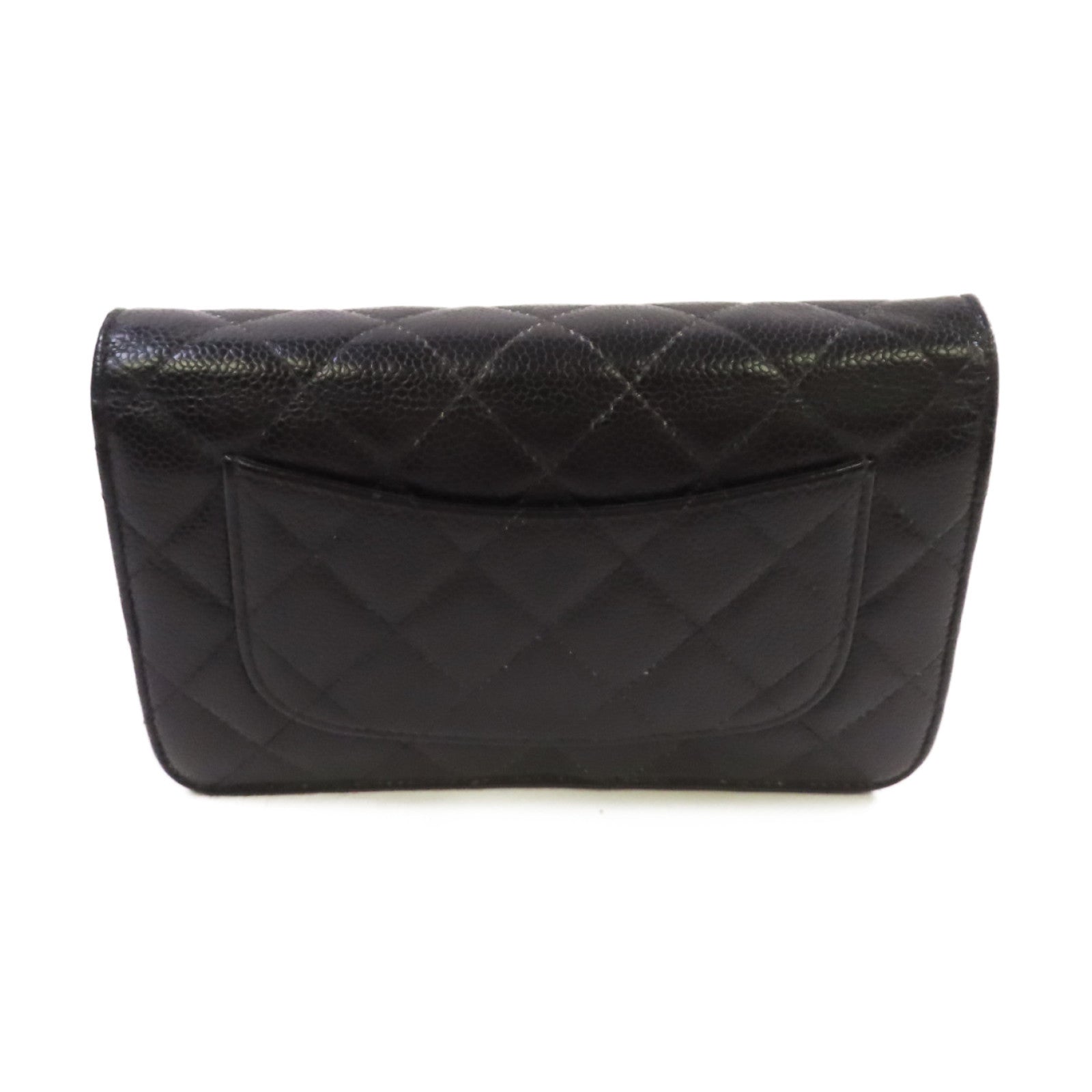 CHANEL 【激減優惠】菱格Caviar皮革WOC Wallet On Chain Shoulder Bag金扣鏈帶肩背袋黑色