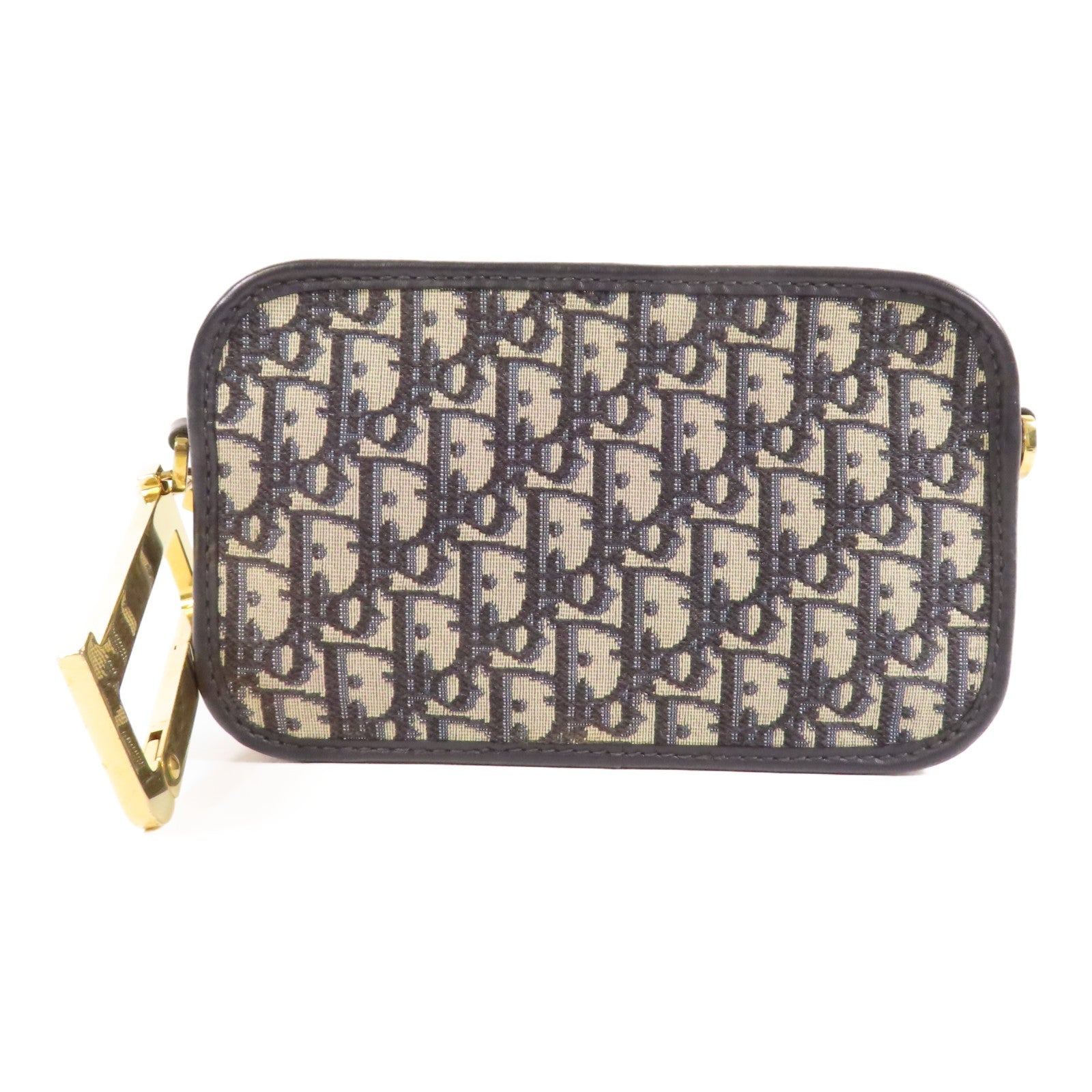 Dior 帆布Pouch金扣手拿包藍色