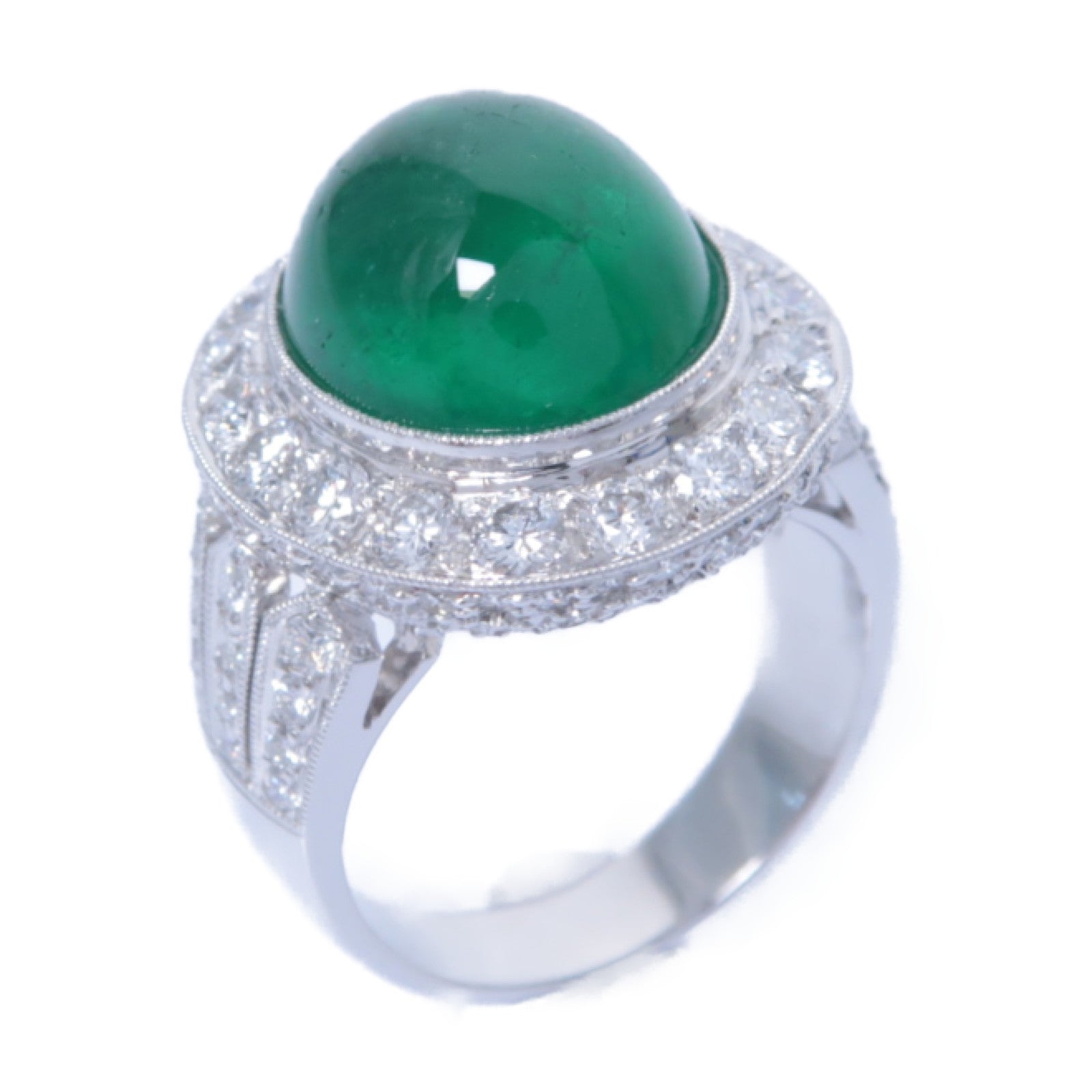 JEWELRY 【激減優惠】PT900鉑金Emerald Ring綠寶石戒指US#6.5