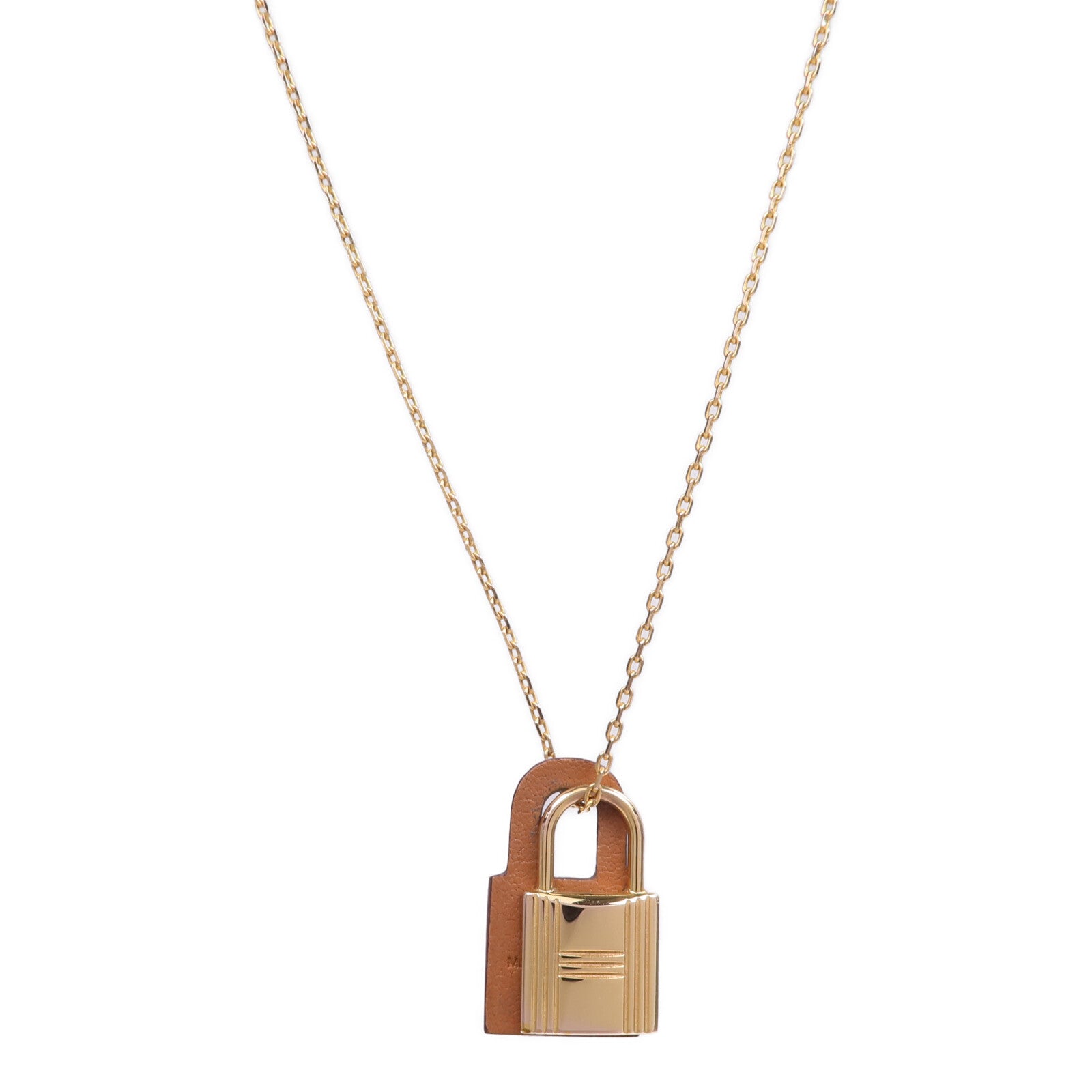 HERMES 金屬/Swift皮革O'Kelly Pendant Necklace項鍊Gold