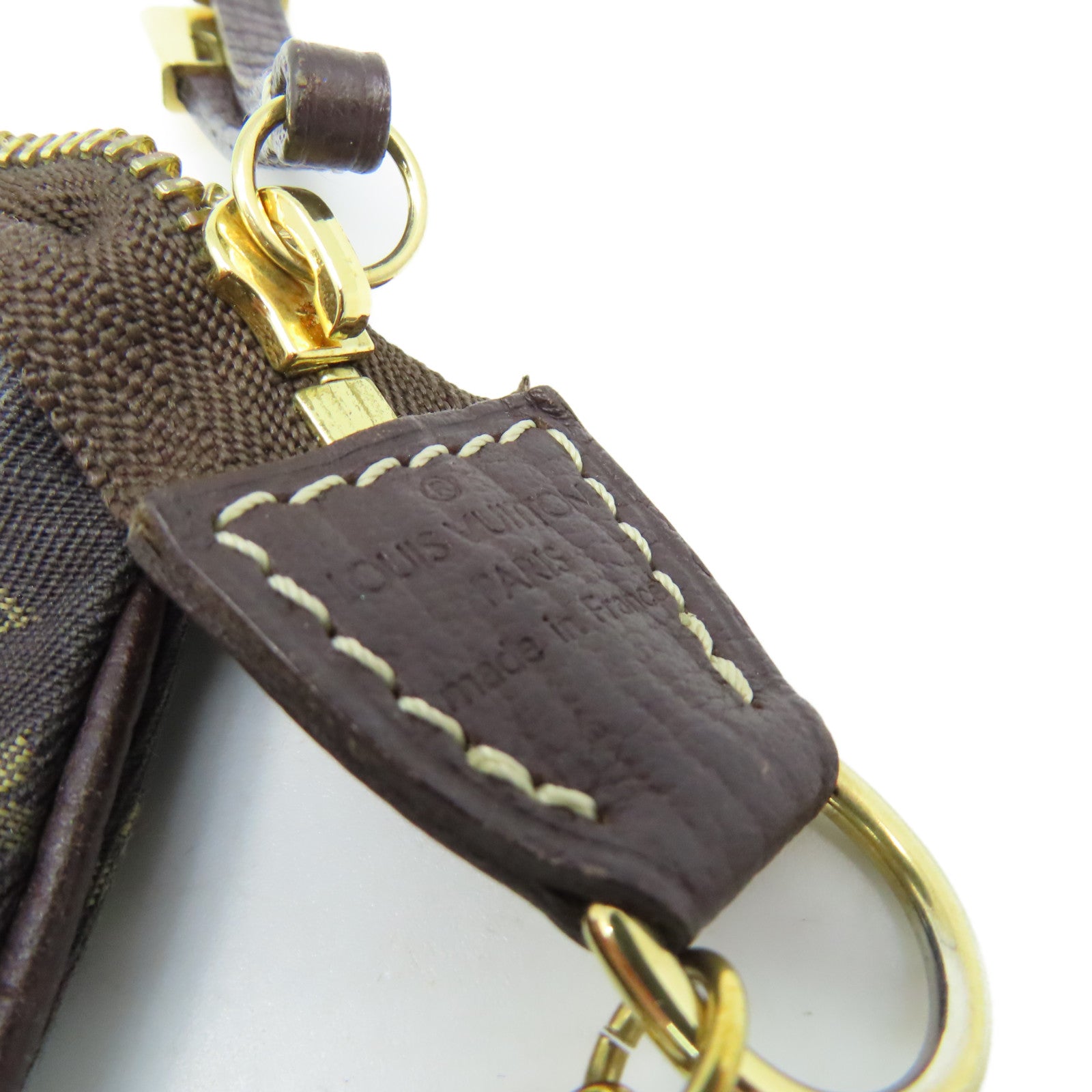 LOUIS VUITTON 【激減優惠】Monogram Mini Lin Pochette Accessoires金扣鏈帶肩帶袋啡色