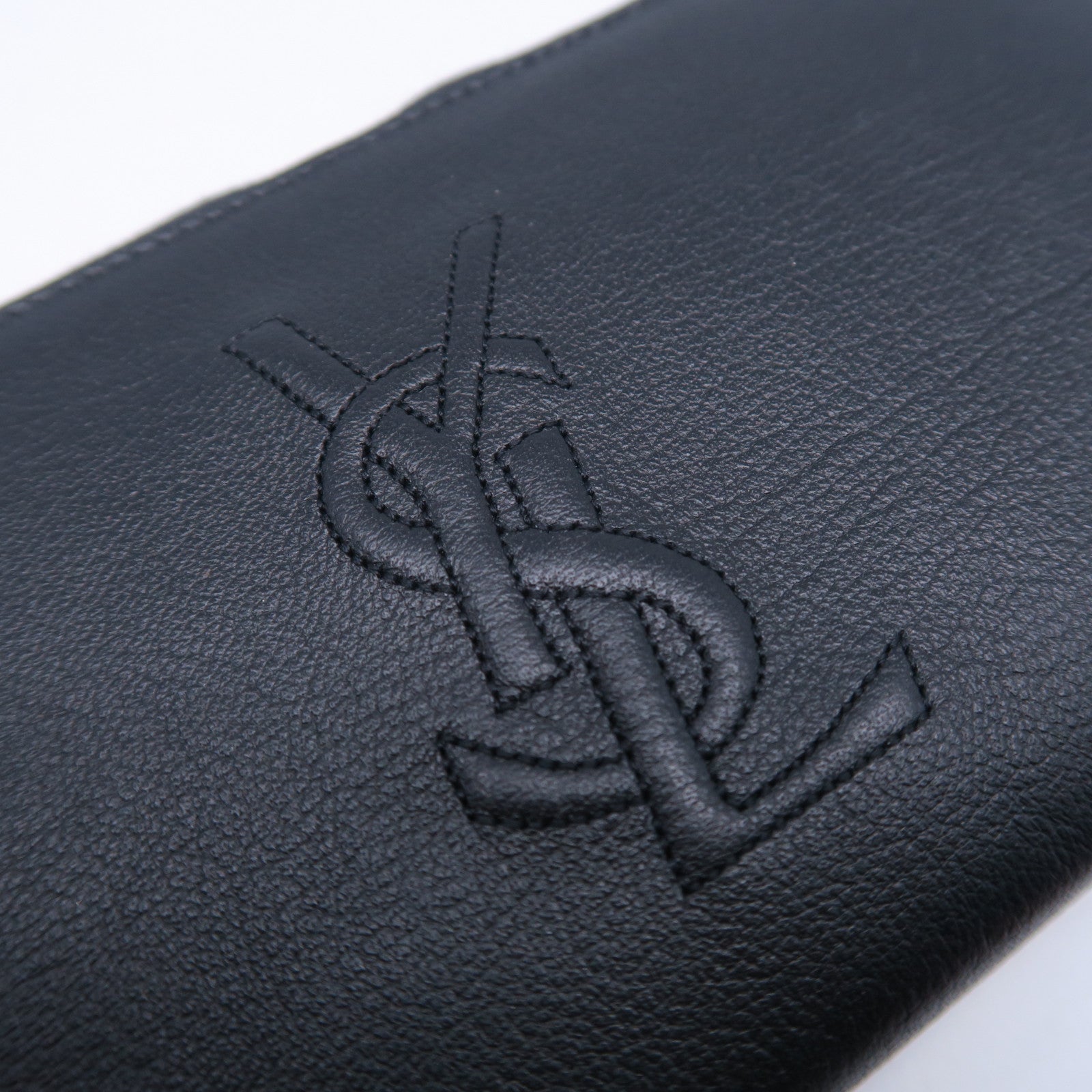 YVES SAINT LAURENT 【激減優惠】牛皮皮革Long Wallet金扣長錢包黑色