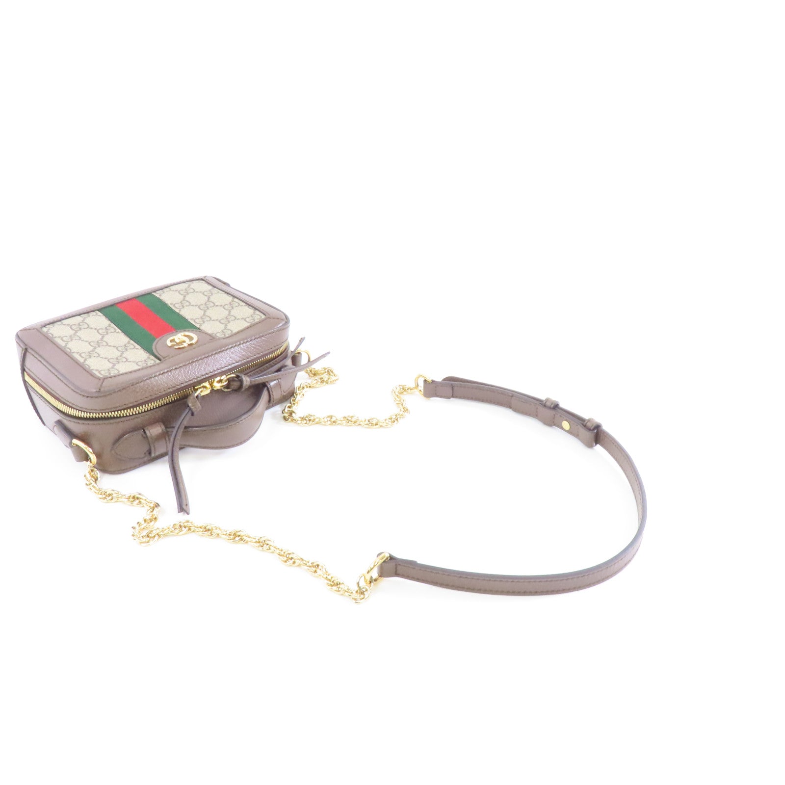 GUCCI 塗層帆布Ophidia GG Mini Supreme金扣手挽肩背兩用袋啡色
