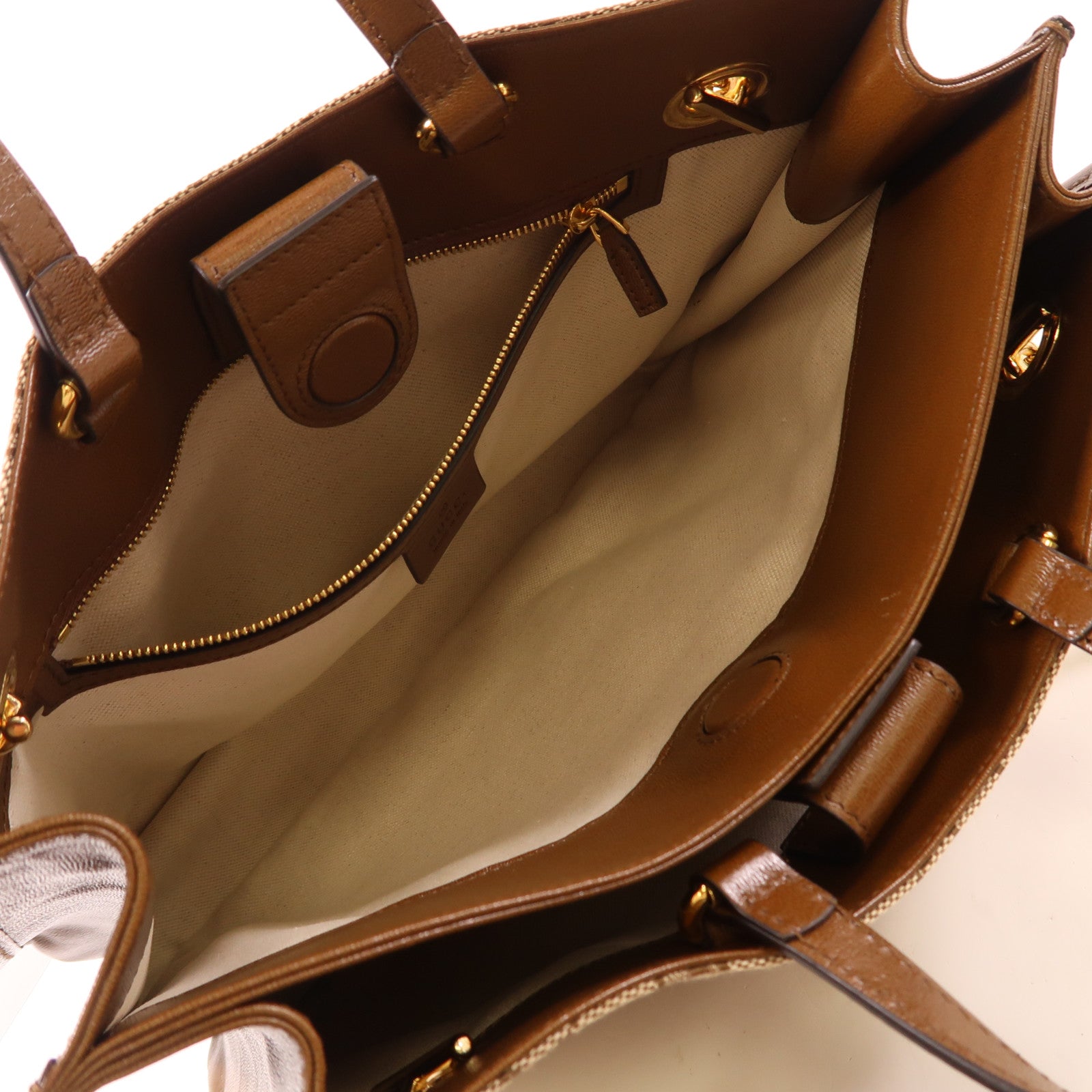 GUCCI GHW Horsebit 2 Way Shoulder Tote Bag 621144 GG Canvas Leather Brown