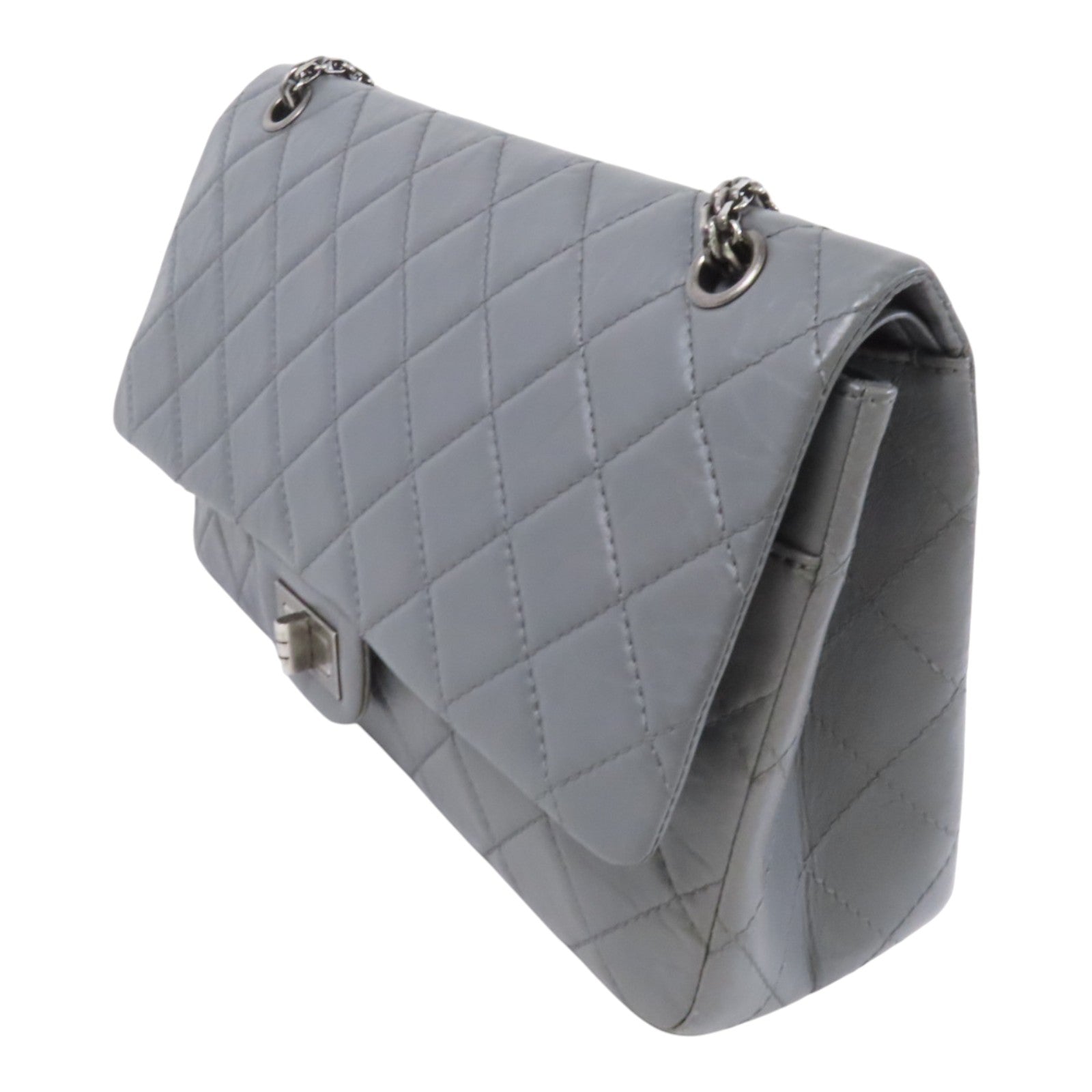 CHANEL 牛皮皮革2.55銀扣鏈帶肩背袋