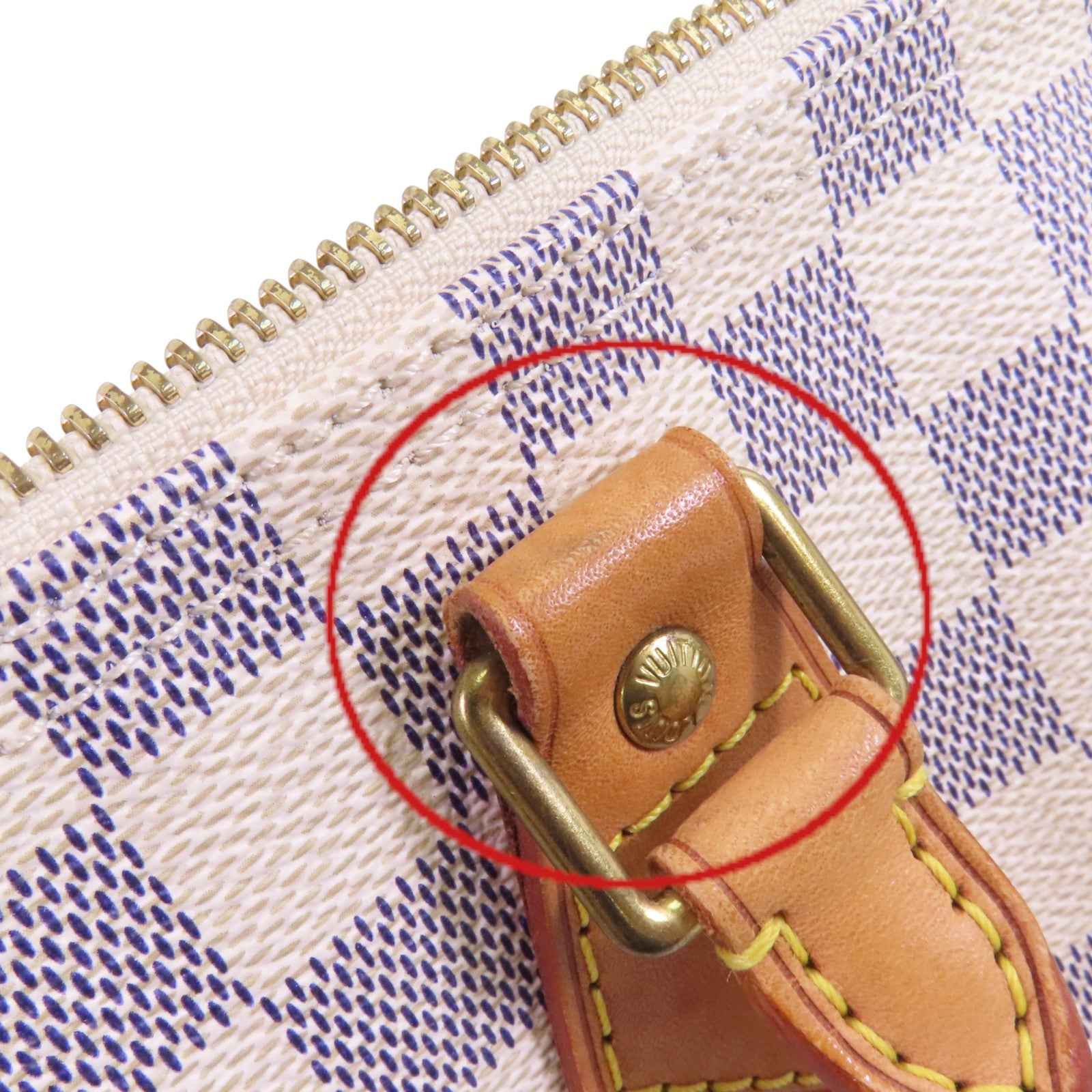 LOUIS VUITTON Damier Azur Speedy 30金扣手挽袋