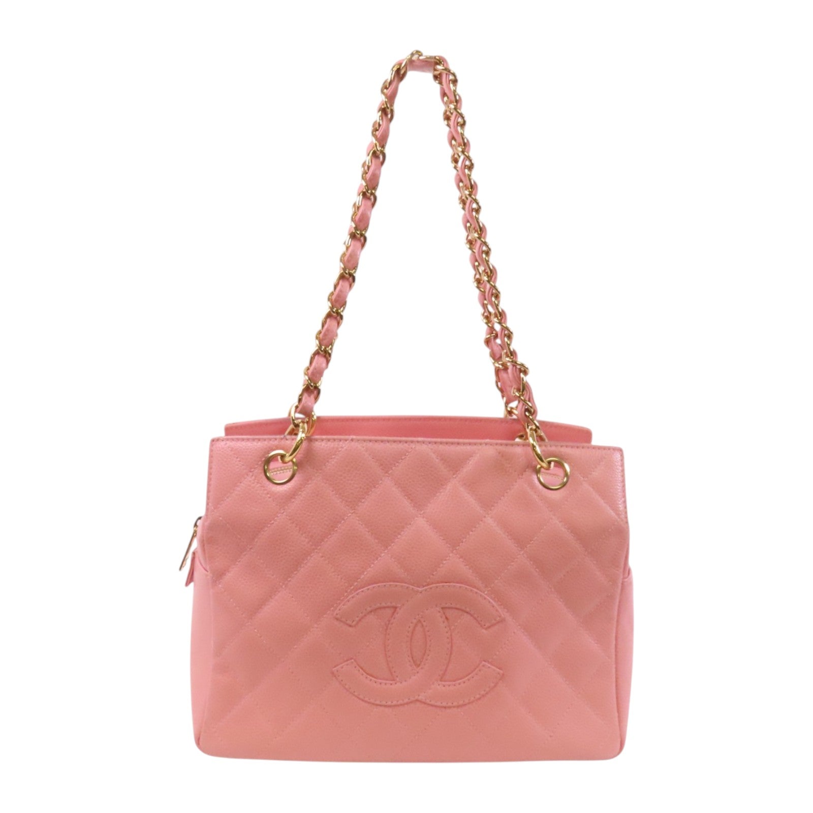 CHANEL 牛皮皮革Petite Timeless Tote Bag金扣鏈帶肩背袋