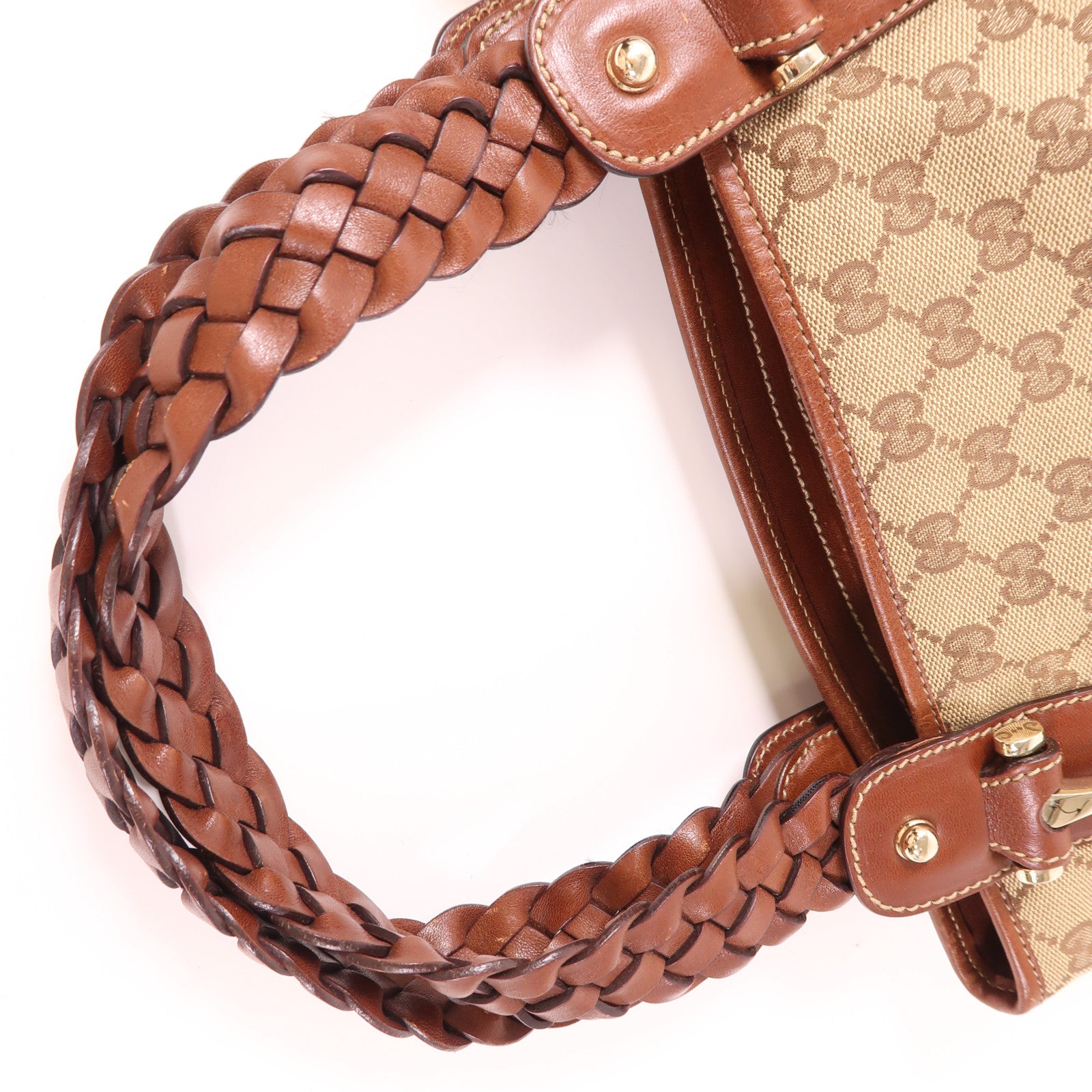 GUCCI GG GHW Shoulder Bag 141599 Canvas Brown