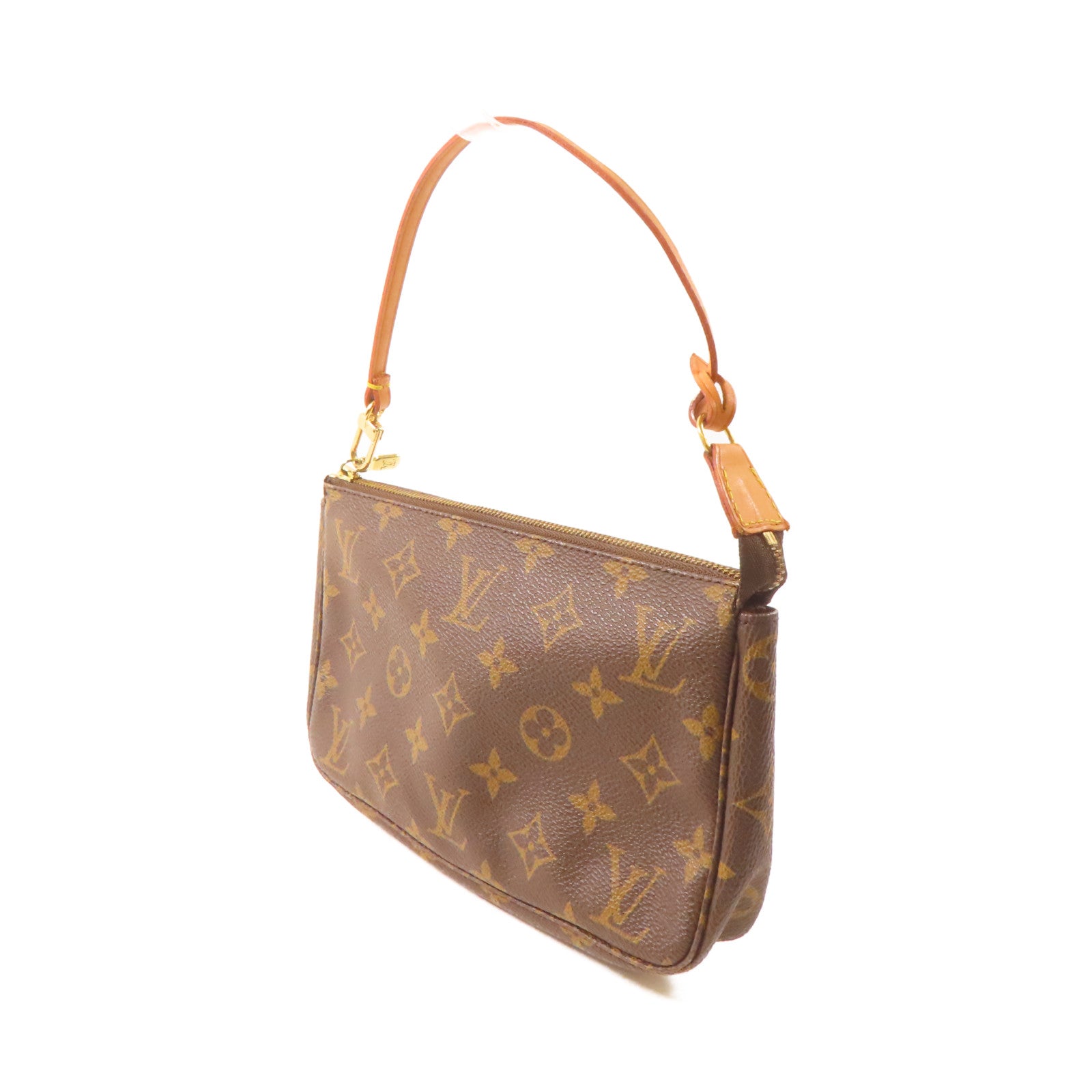 LOUIS VUITTON Monogram Pochette Accessories金扣手拿包啡色