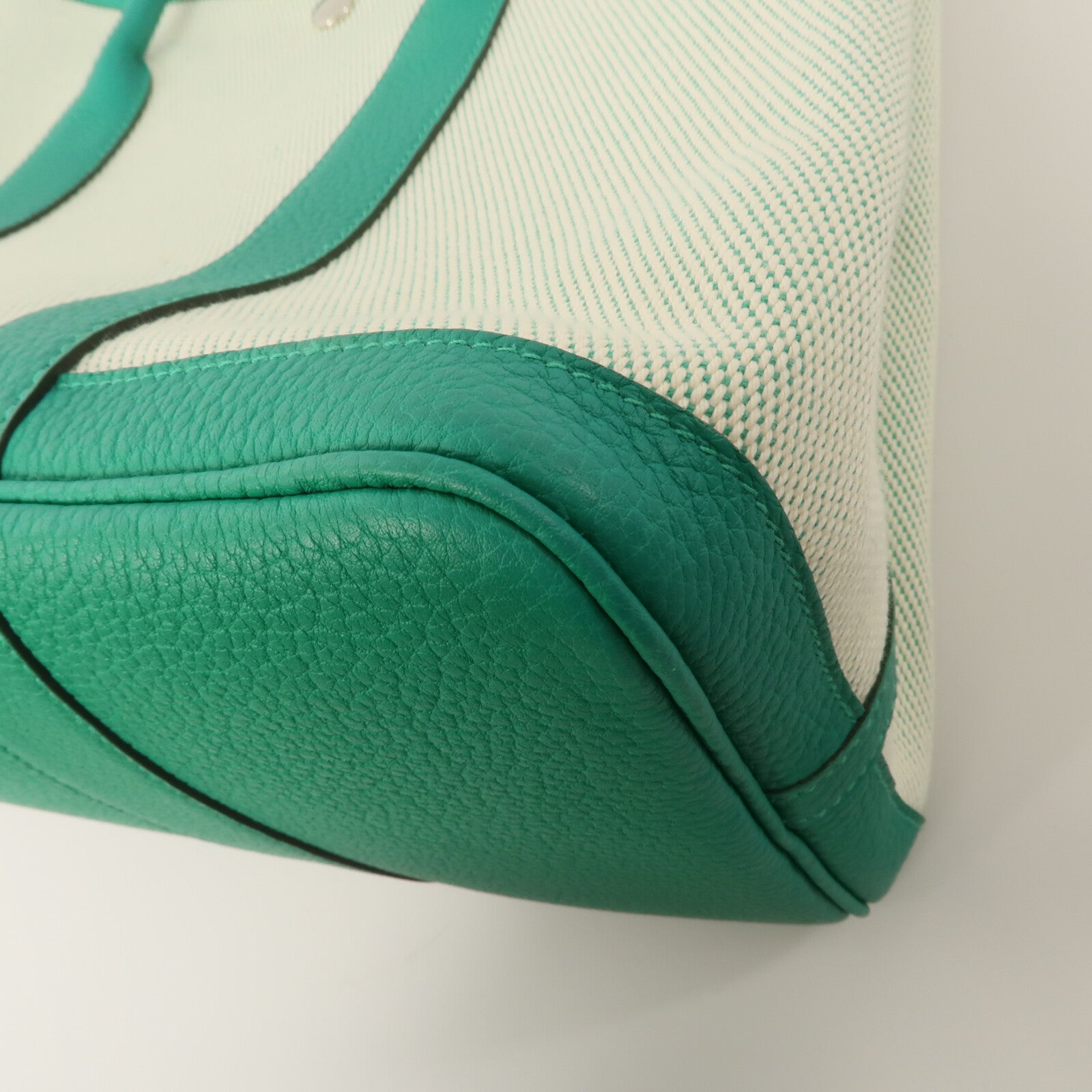 HERMES Negonda皮革/Canvas Garden Party PM手挽袋Menthe
