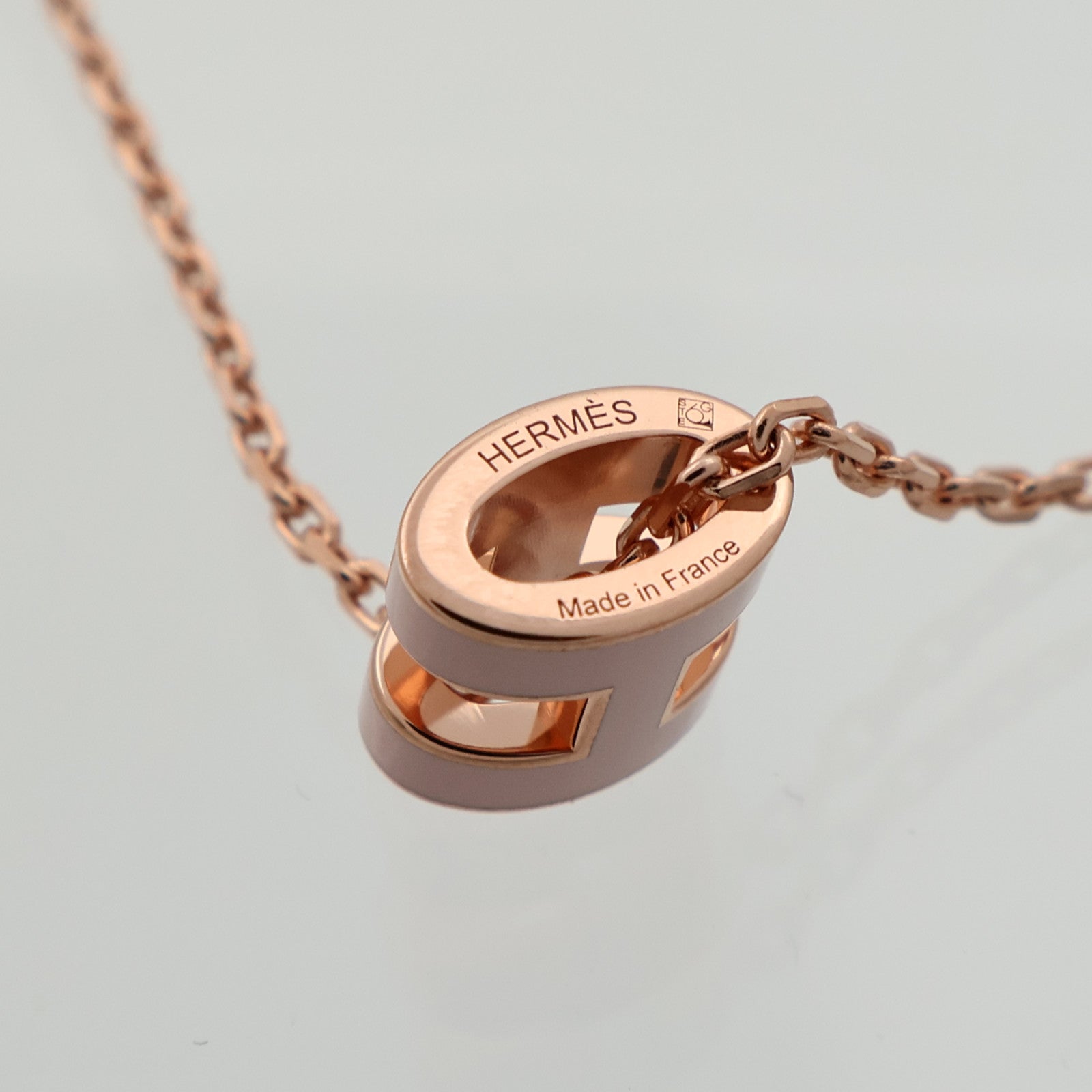 HERMES 金屬/琺瑯Mini Pop H Necklace項鍊Rose Sakura