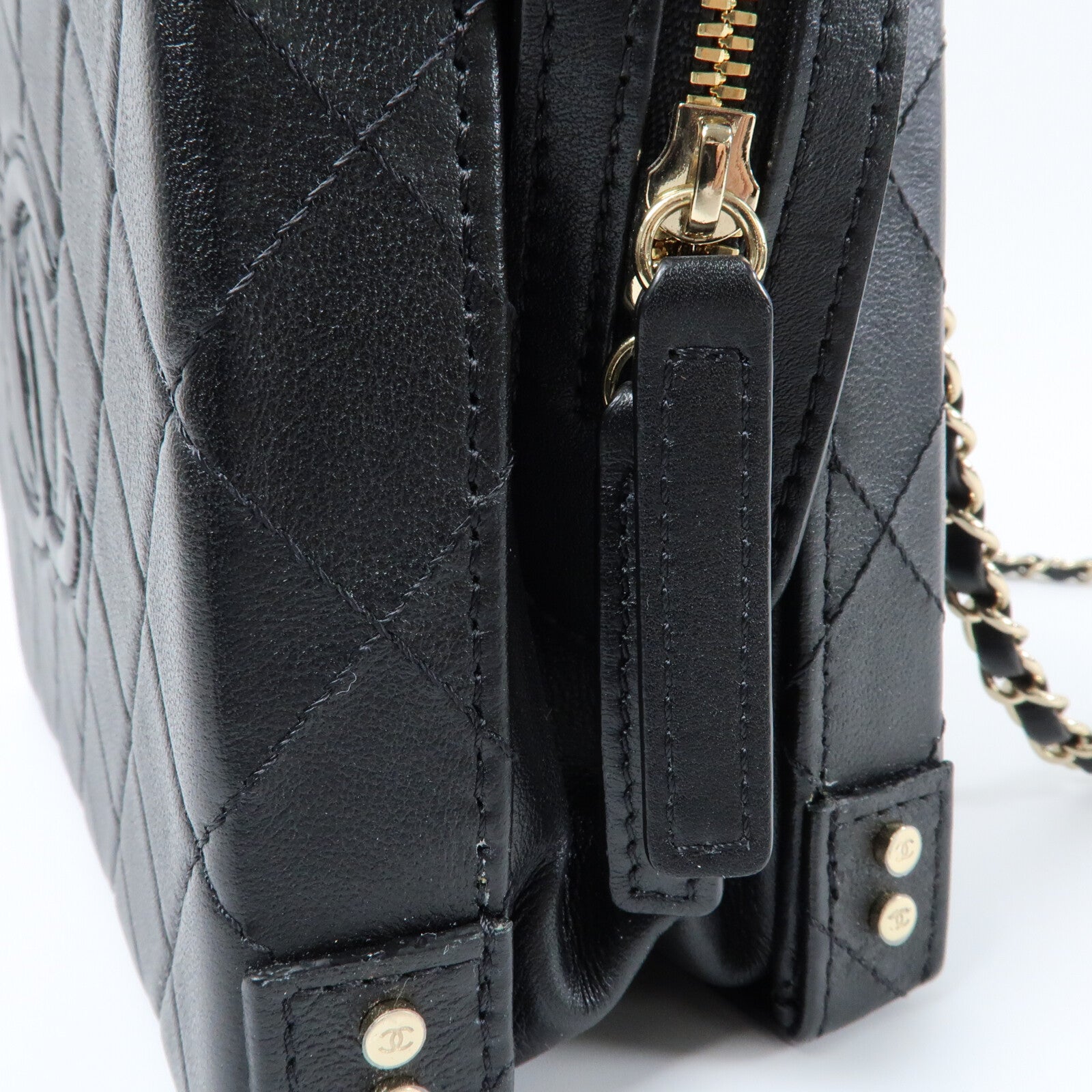 CHANEL 牛皮皮革Vanity Case金扣手挽肩背兩用袋