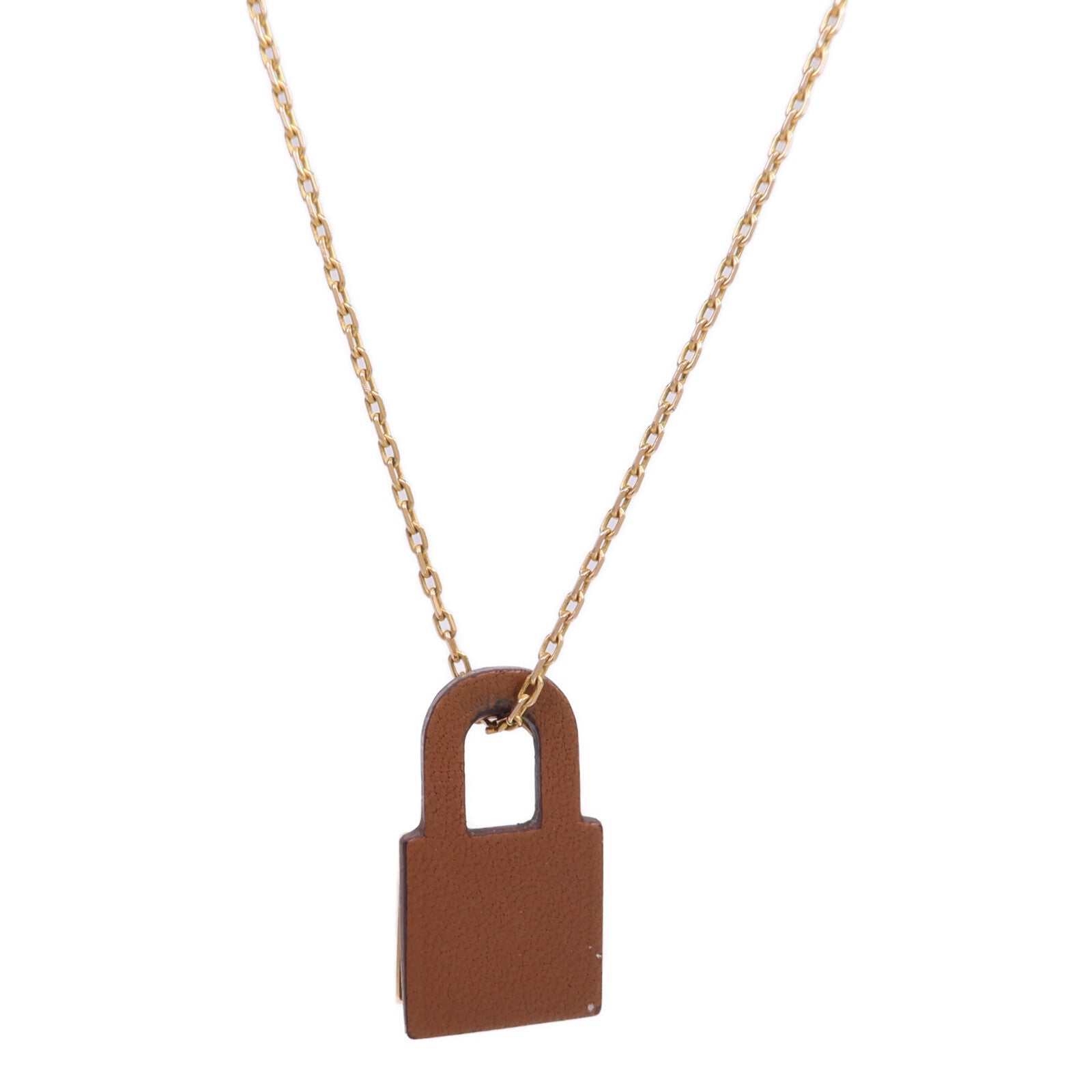 HERMES 金屬/Swift皮革O'Kelly Pendant Necklace項鍊Gold