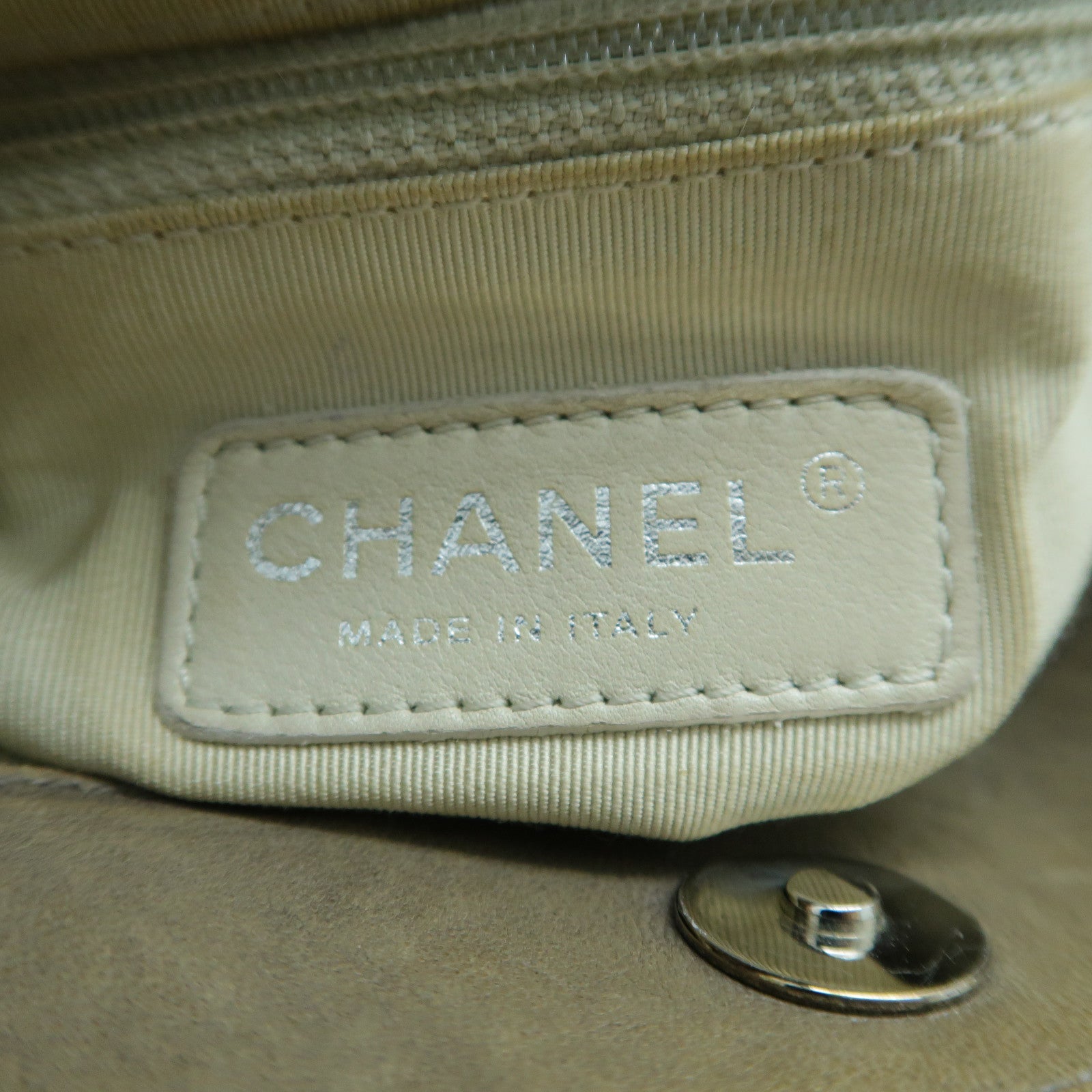 CHANEL 牛皮皮革Chain Shoulder Bag銀扣鏈帶肩背袋啡色