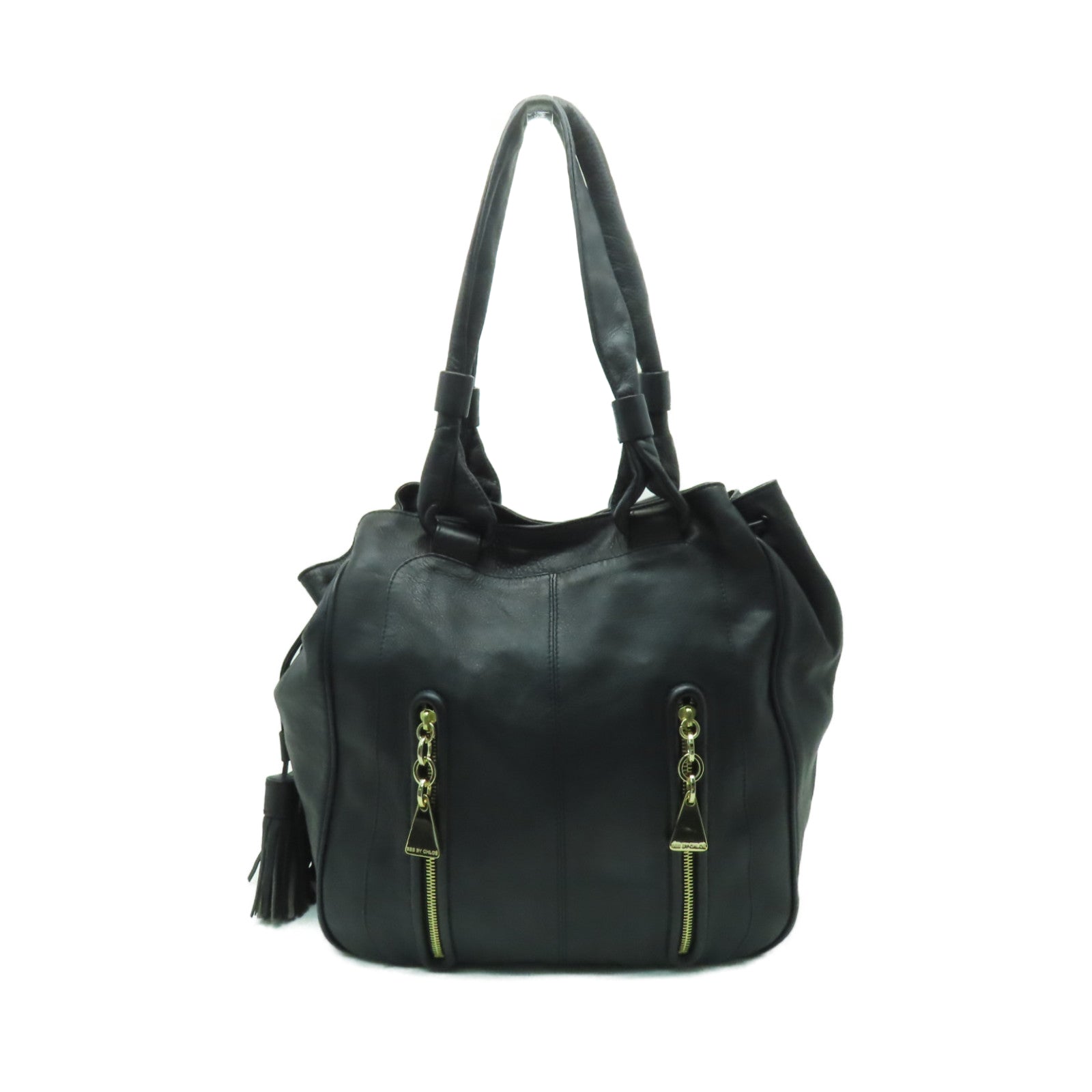 SEE BY CHLOE 【清倉大減價】牛皮皮革Shoulder Bag金扣肩背袋黒色