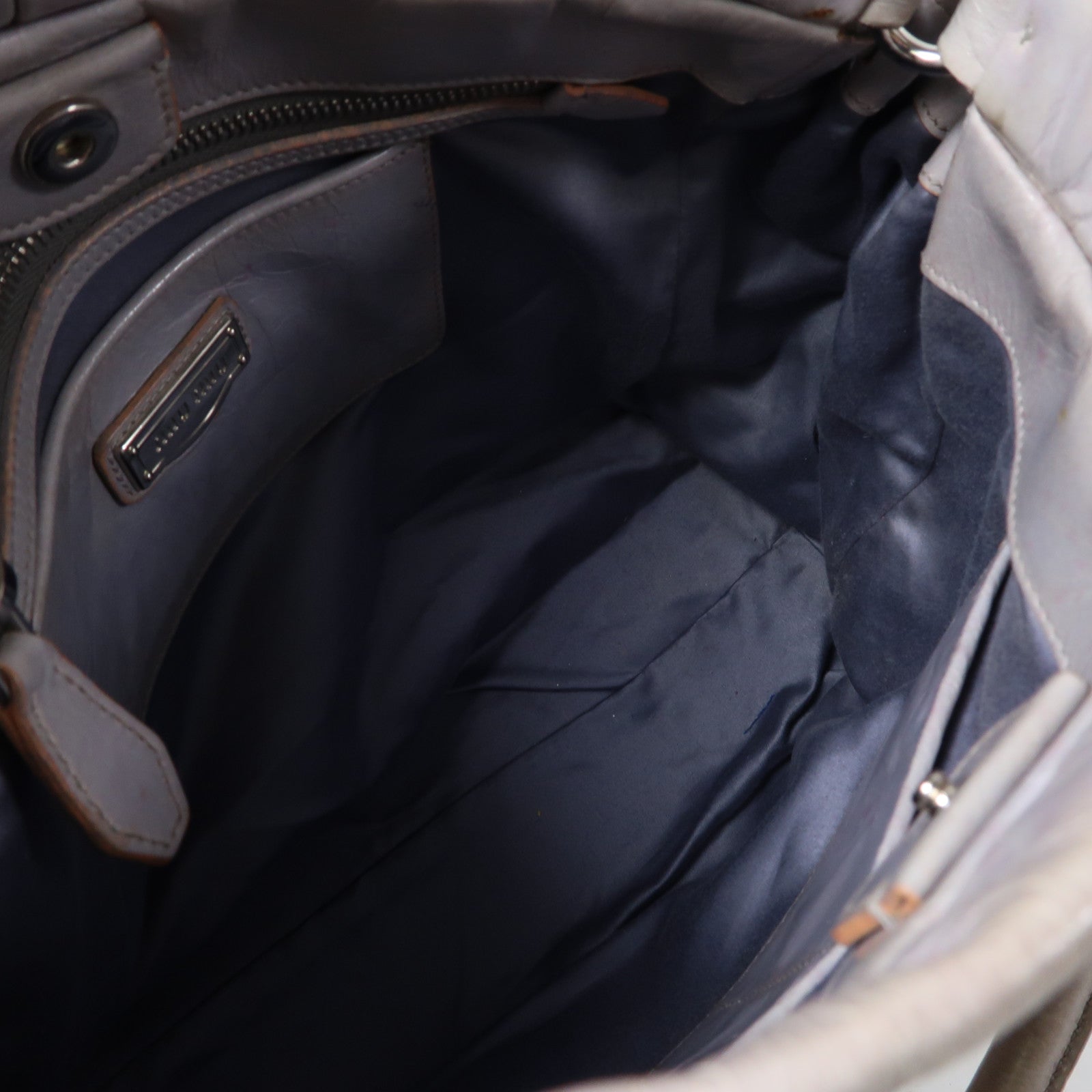 Miu Miu 牛皮皮革2 Way Shoulder Bag銀扣手挽肩背兩用袋灰色