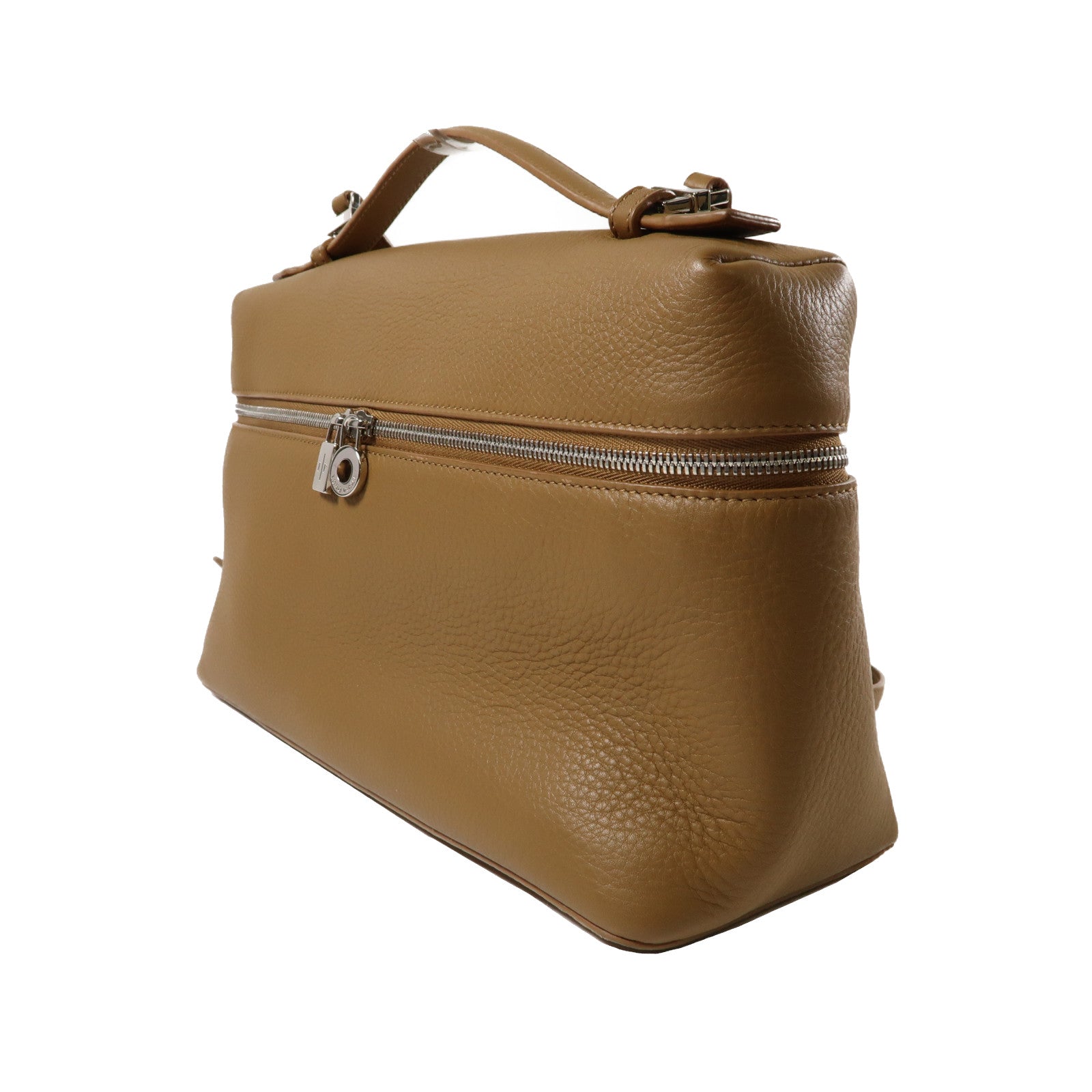 Loro Piana 牛皮皮革Extra Bag L27銀扣手挽肩背兩用袋啡色