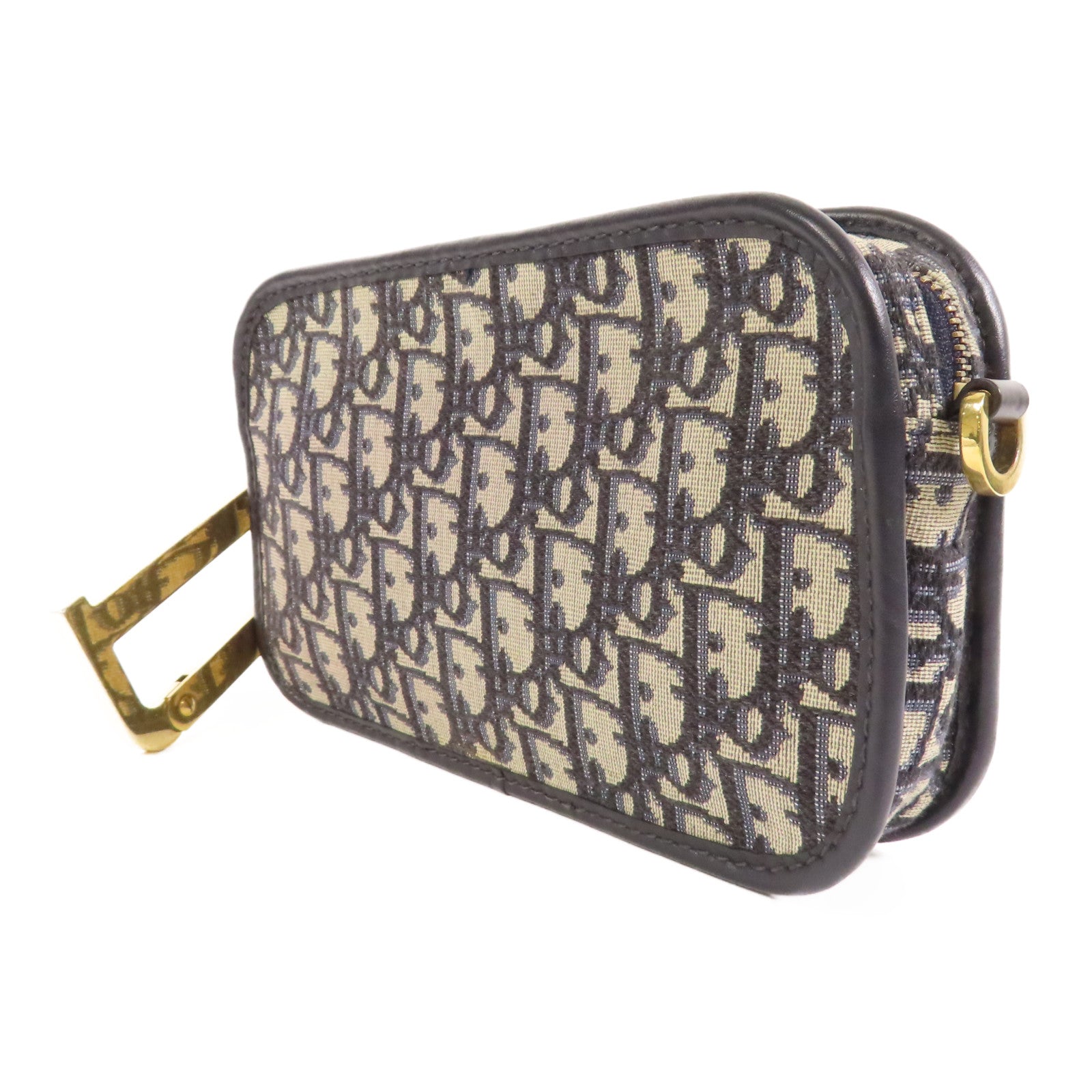 Dior 帆布Pouch金扣手拿包藍色