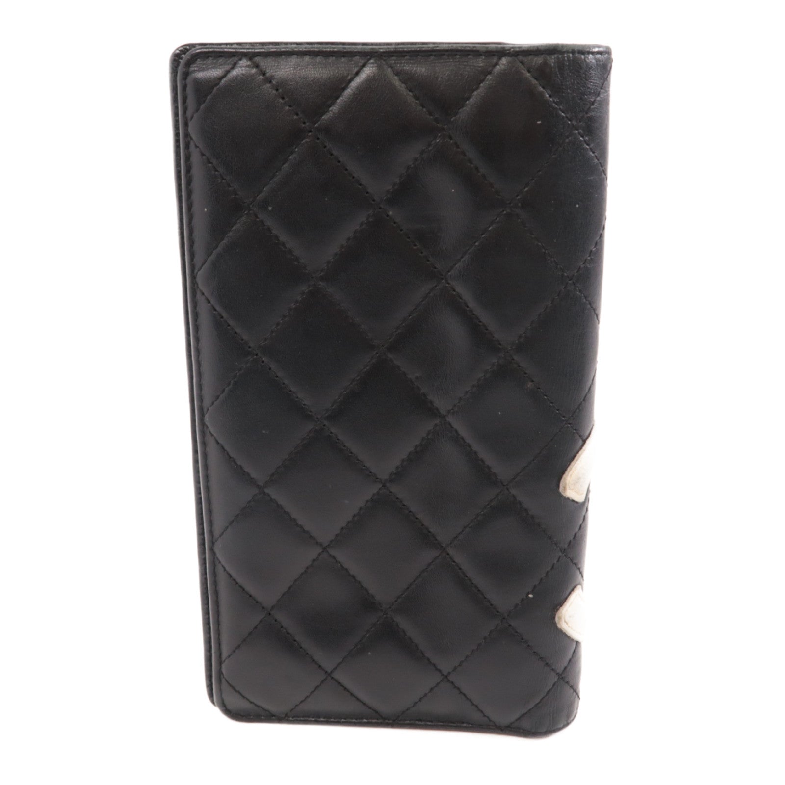 CHANEL 菱格牛皮皮革Cambon Long Wallet銀扣長錢包黑色