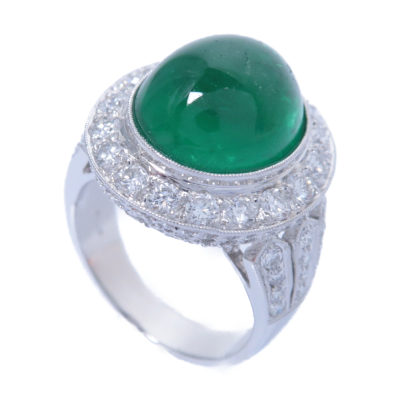 JEWELRY 【激減優惠】PT900鉑金Emerald Ring綠寶石戒指US#6.5