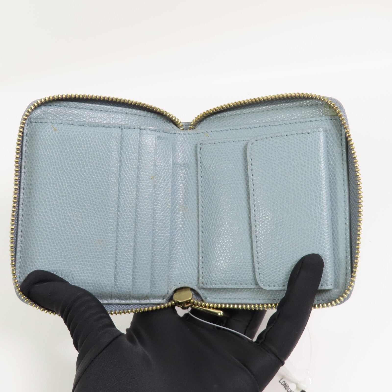 Furla 牛皮皮革Small Round Wallet金扣拉鏈短錢包