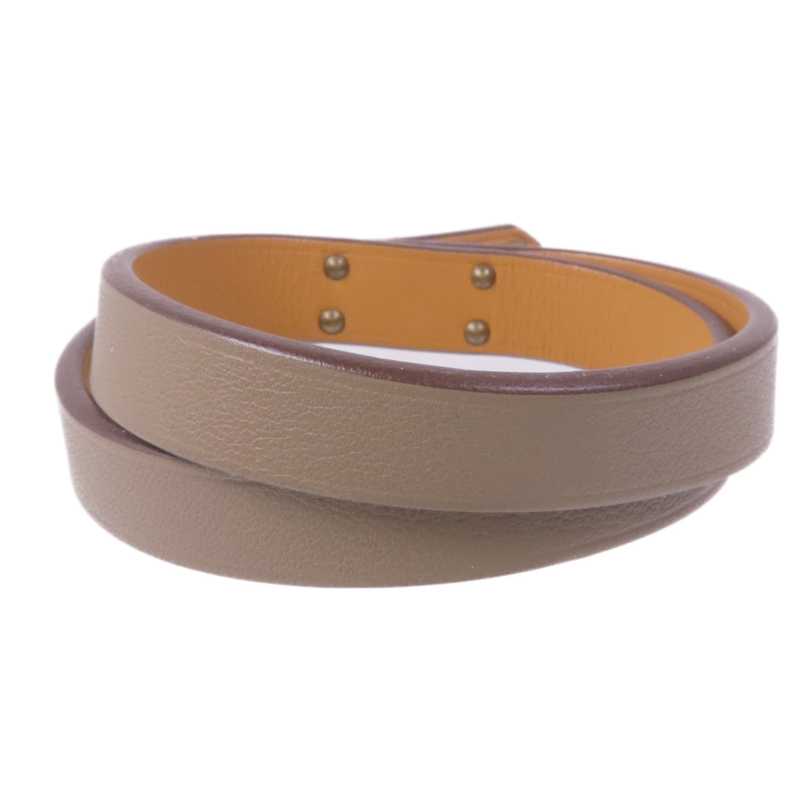 HERMES Swift皮革Mini Kelly Double Bracelet金扣手帶Etoupe